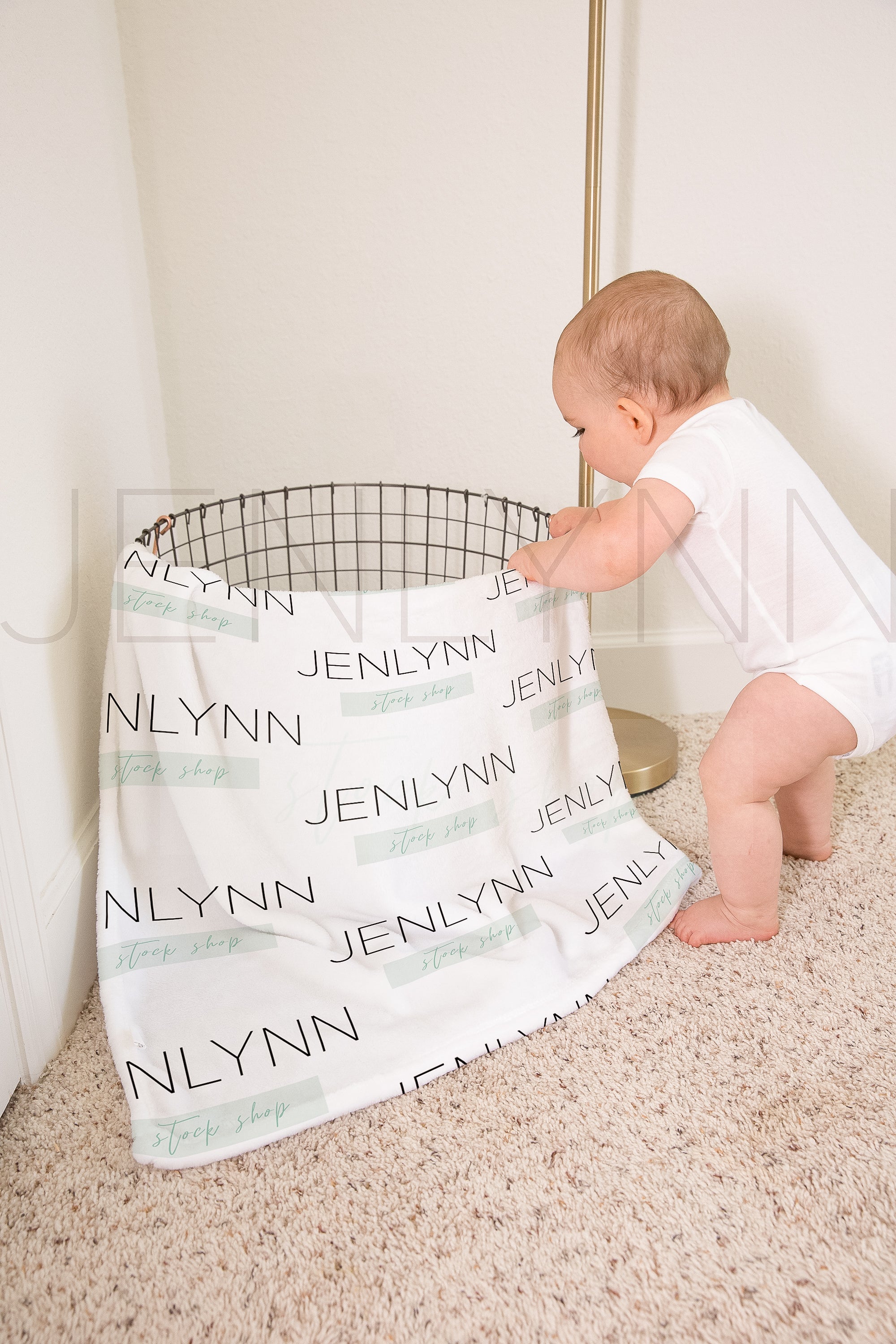 Minky Blanket in Basket with Baby Ben #20