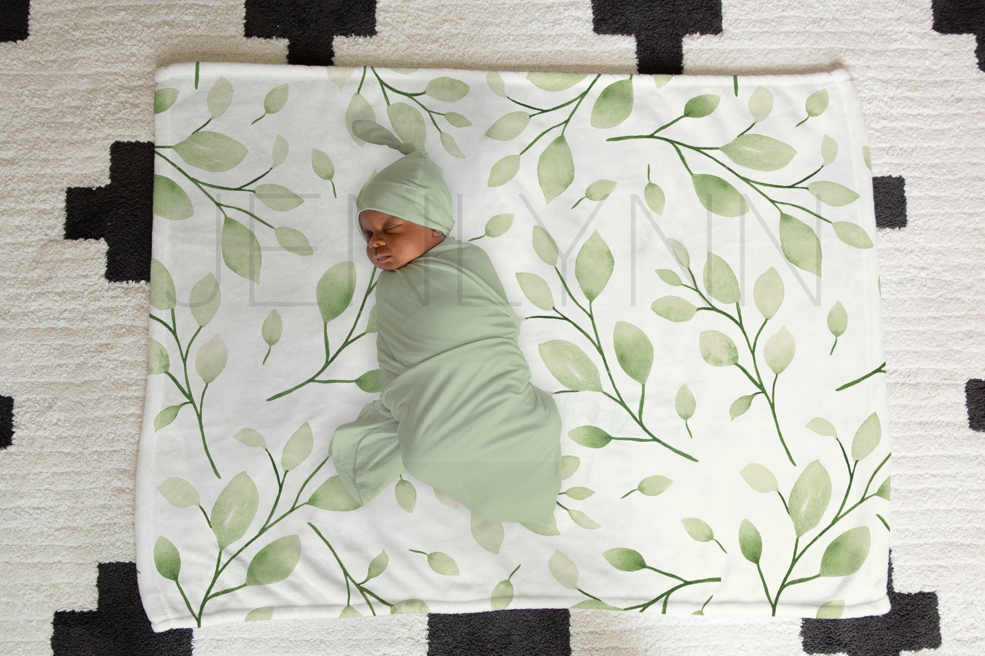 30x40 Baby Milestone Minky Blanket Mockup with Moveable Baby Boy #BE25