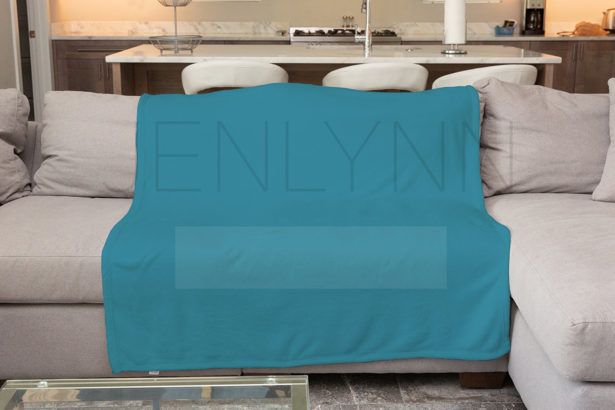 Minky Blanket on Couch Mockup #VH2