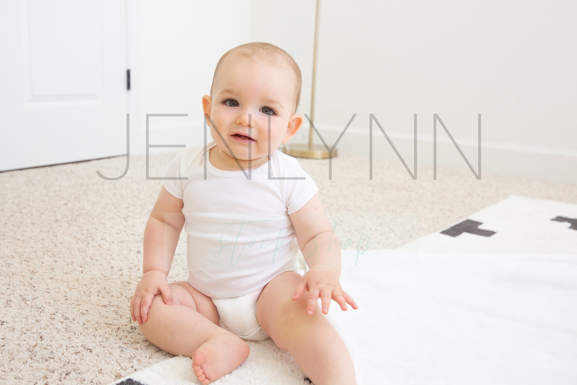 Minky Blanket Mockup + Blank White Bodysuit baby boy #BB25 PSD