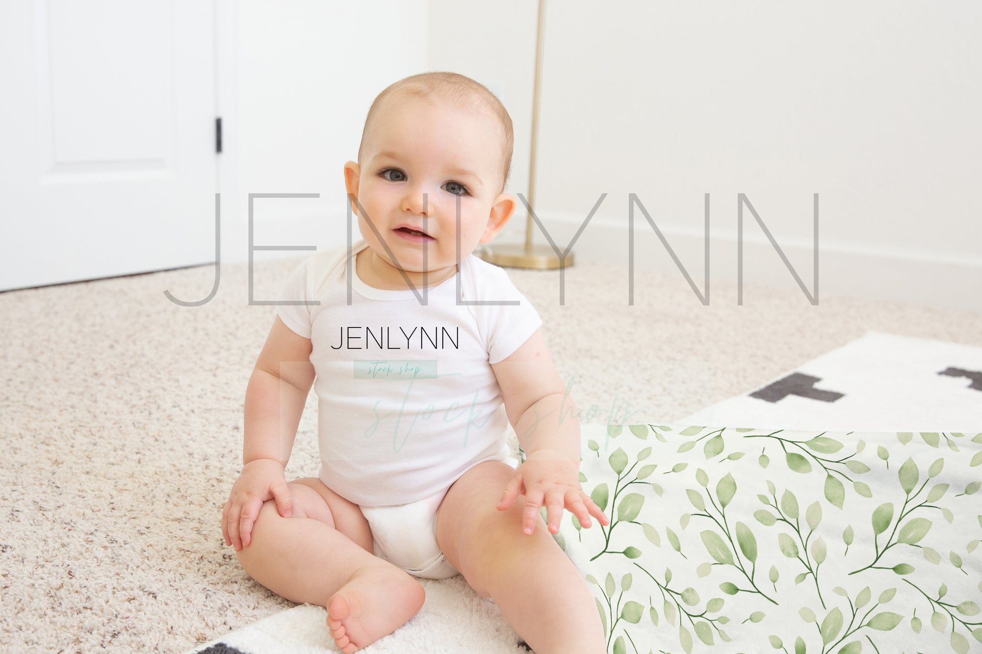 Minky Blanket Mockup + Blank White Bodysuit baby boy #BB25 PSD