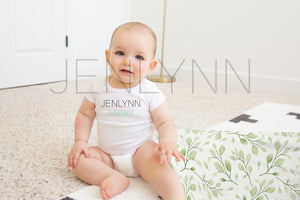 Minky Blanket Mockup + Blank White Bodysuit baby boy #BB25 PSD