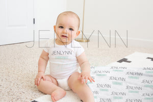 Minky Blanket Mockup + Blank White Bodysuit baby boy #BB25 PSD