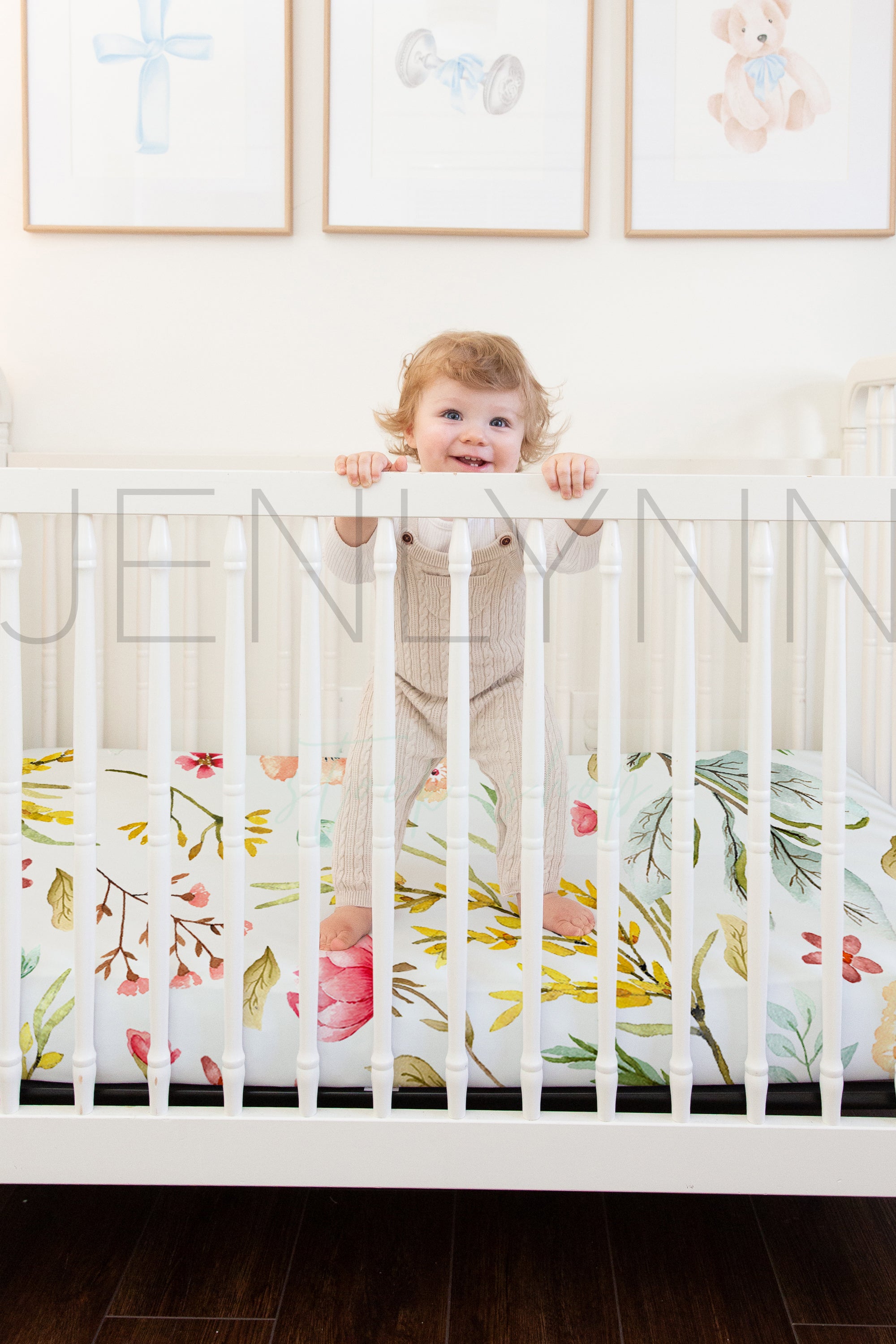 Crib Sheet with Boy in Crib Mockup #BH13