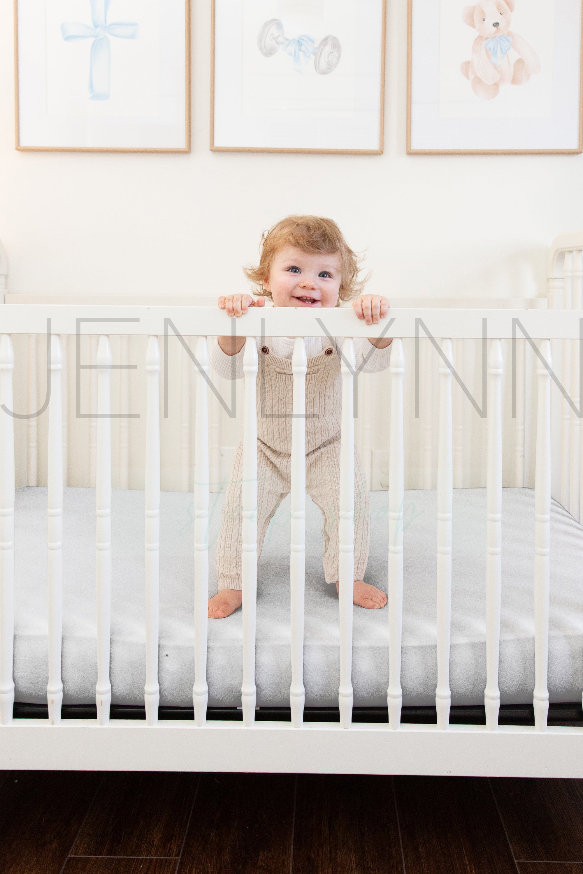 Crib Sheet with Boy in Crib Mockup #BH13