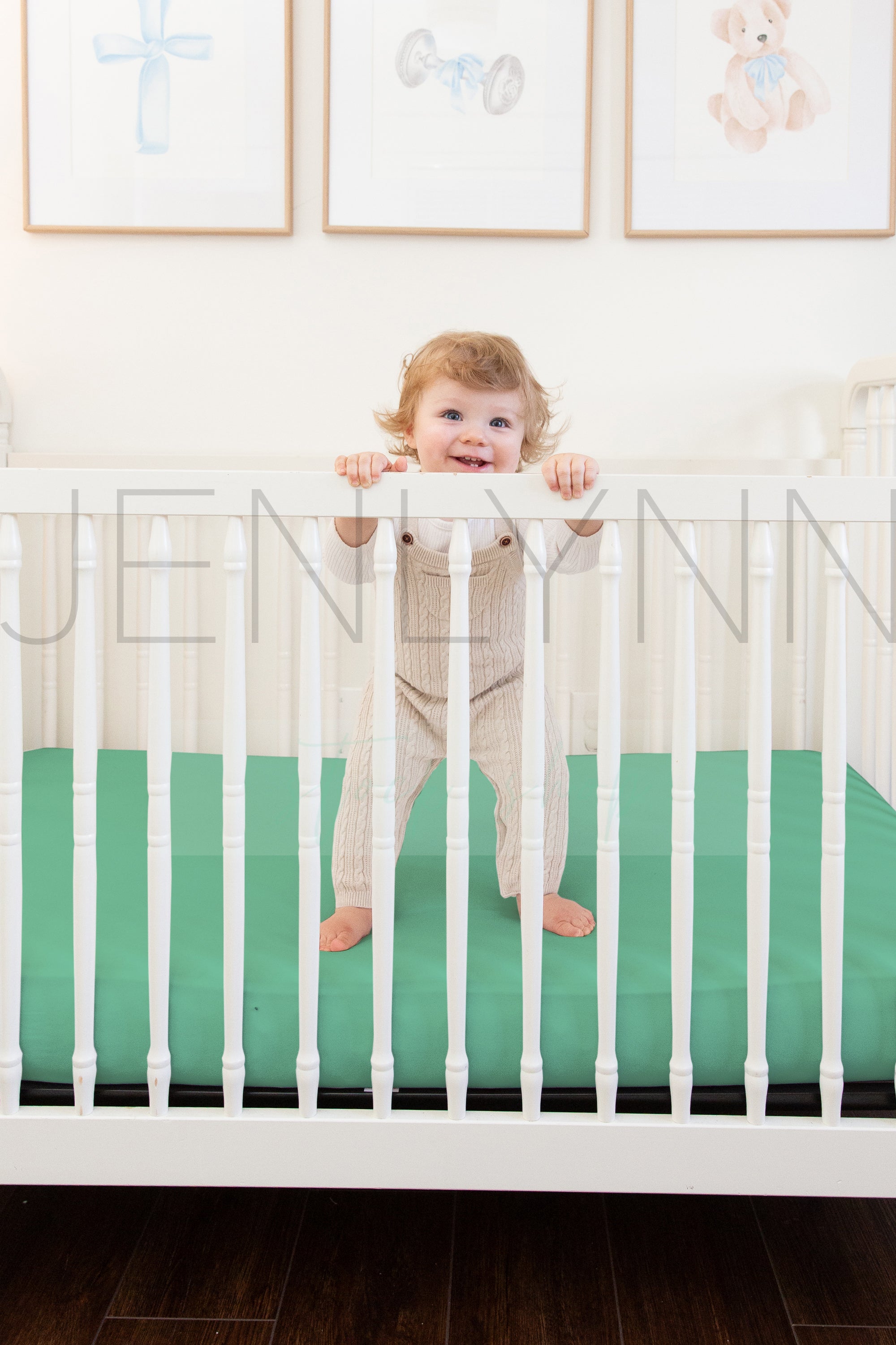 Crib Sheet with Boy in Crib Mockup #BH13