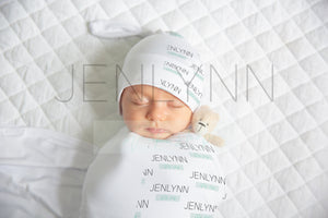 Stretch Jersey Blanket with Knotted Hat on Baby Mockup #BJ06 PSD