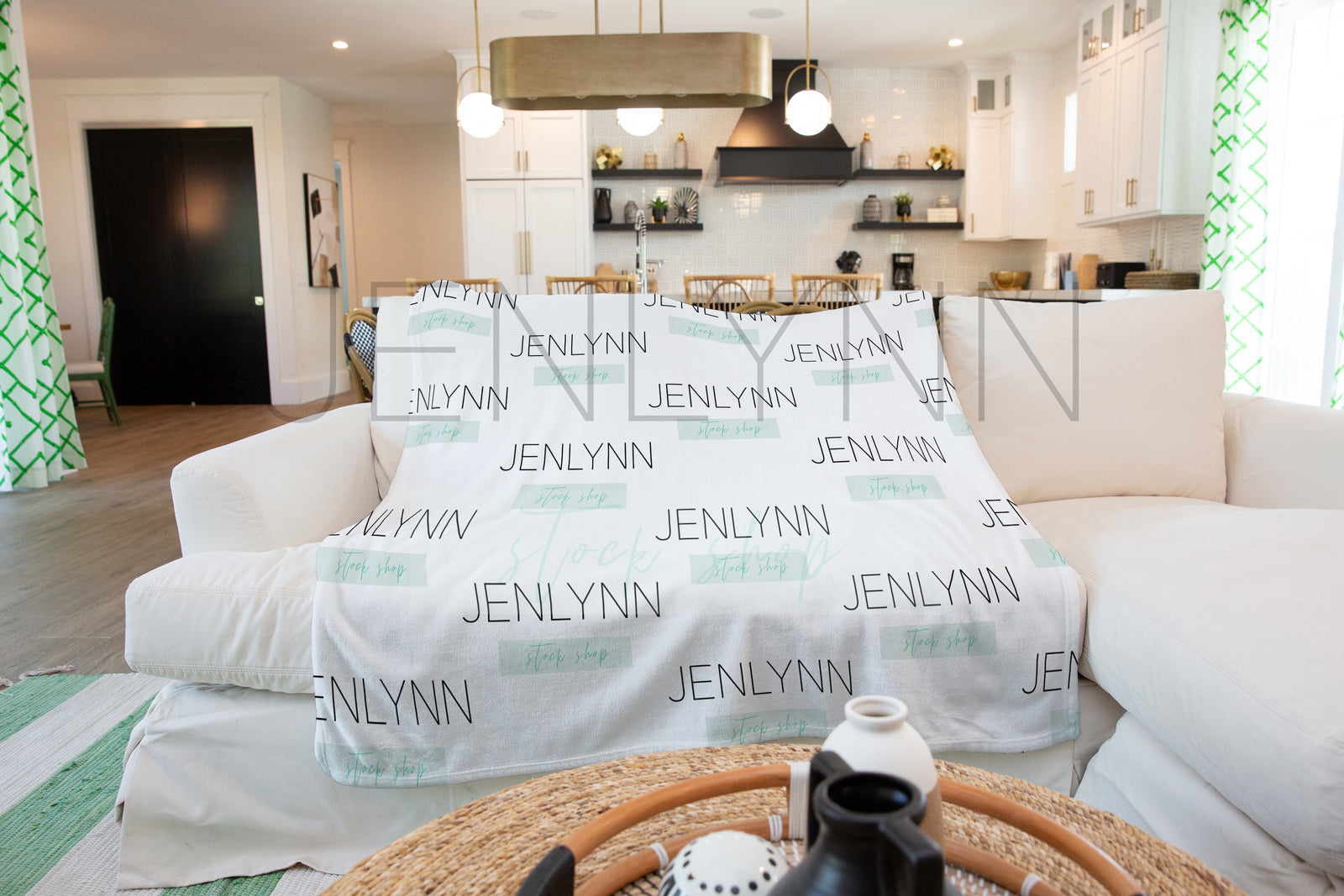 Minky Blanket on Couch Mockup #BH04