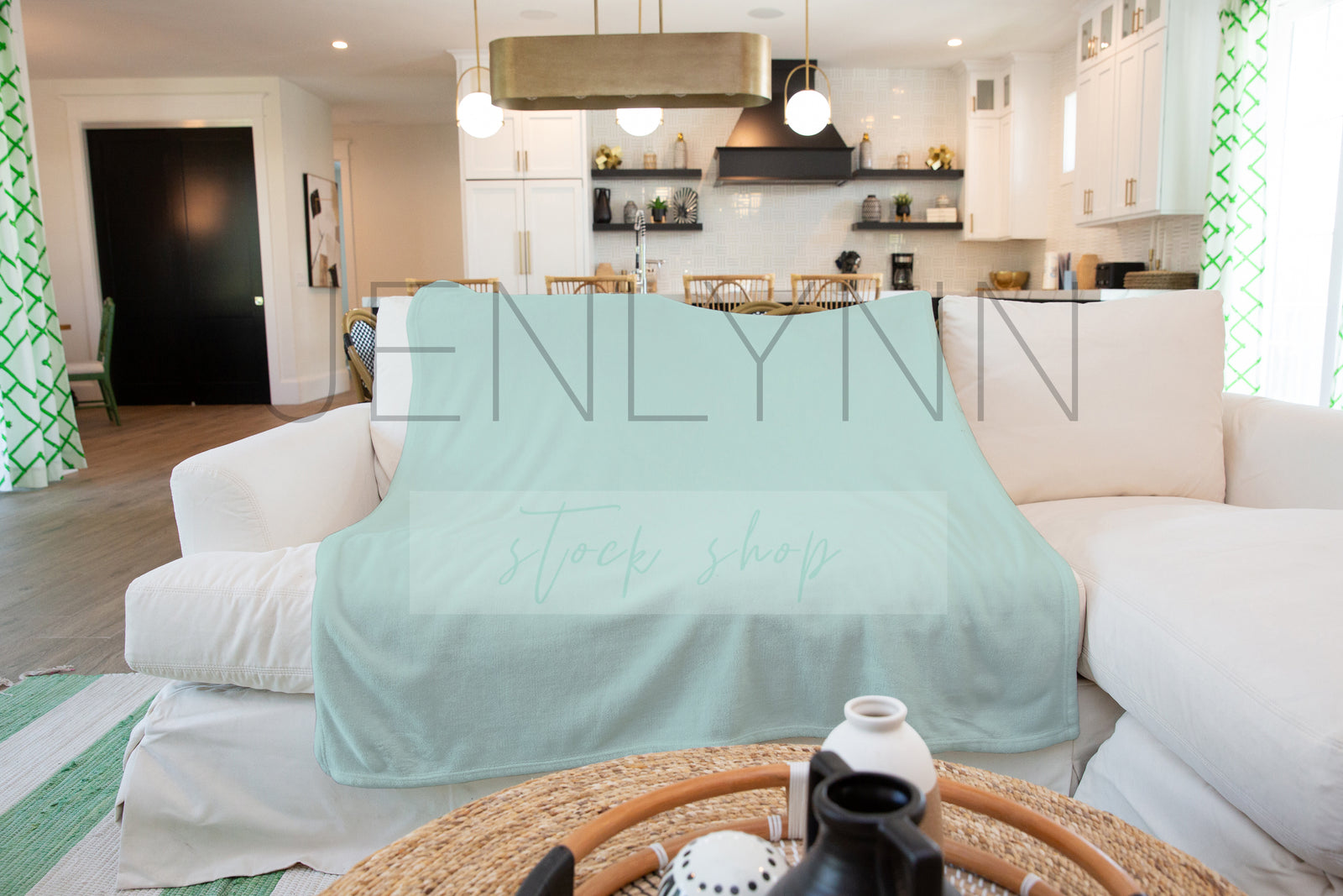 Minky Blanket on Couch Mockup #BH04