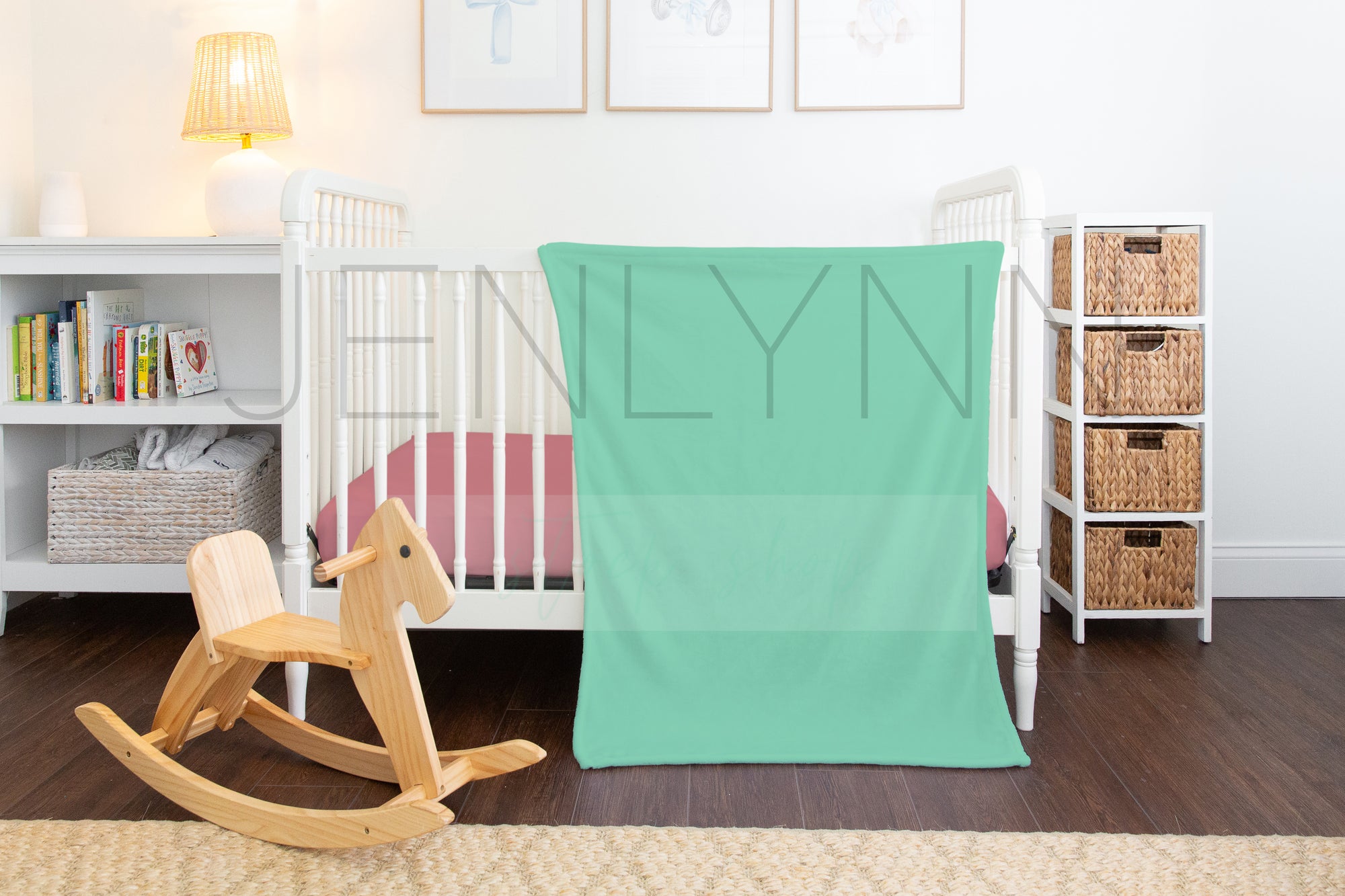 30x40 Minky Blanket and Crib Sheet Mockup PSD