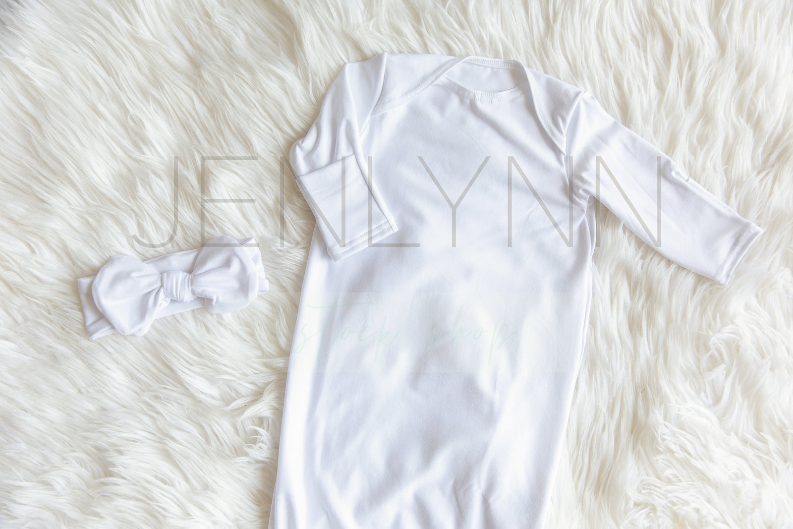 Baby Sleeper Gown + Bow Mockup PSD #2