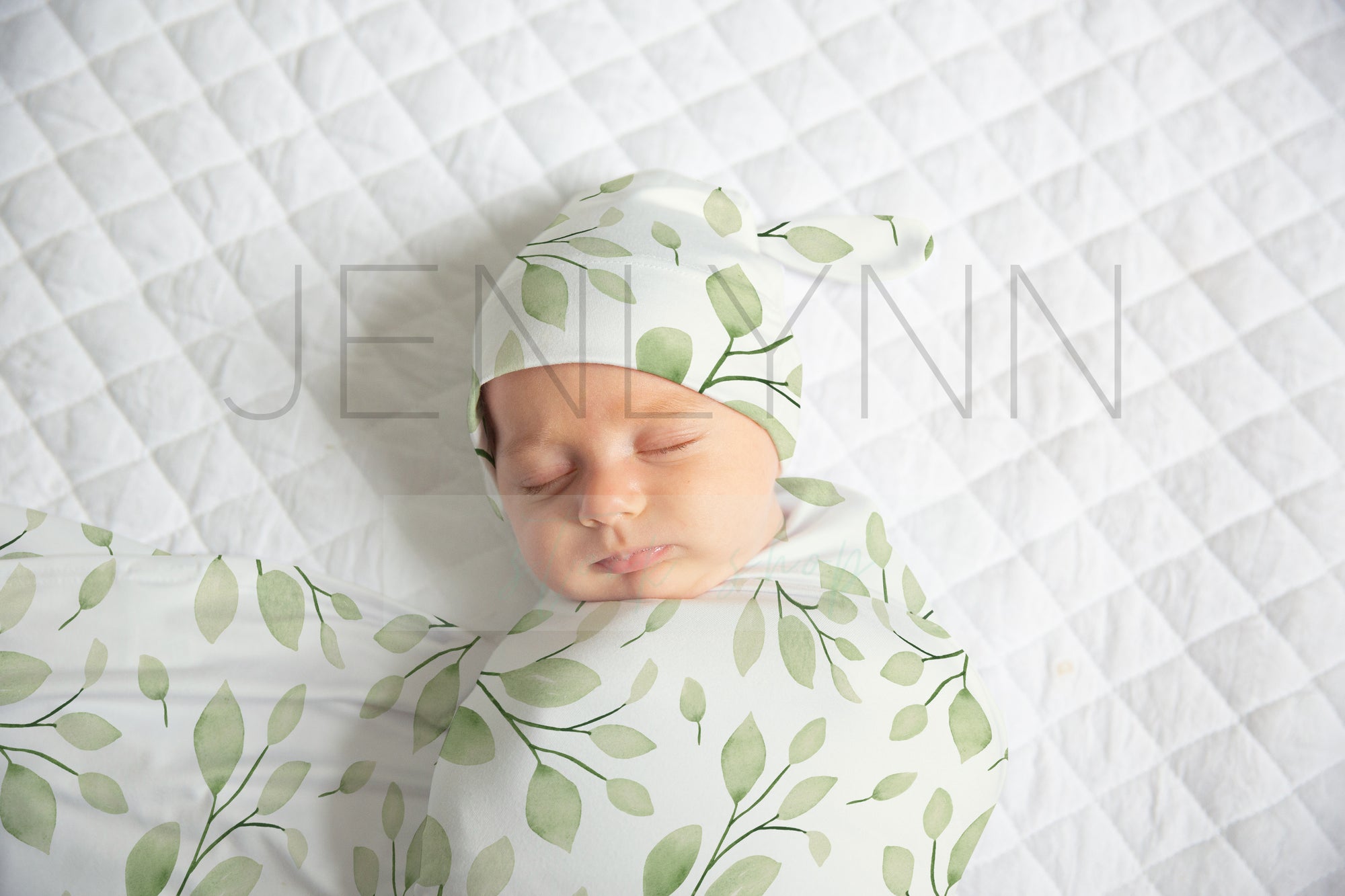 Stretch Jersey Blanket with Knotted Hat on Baby Mockup #BJ05 PSD