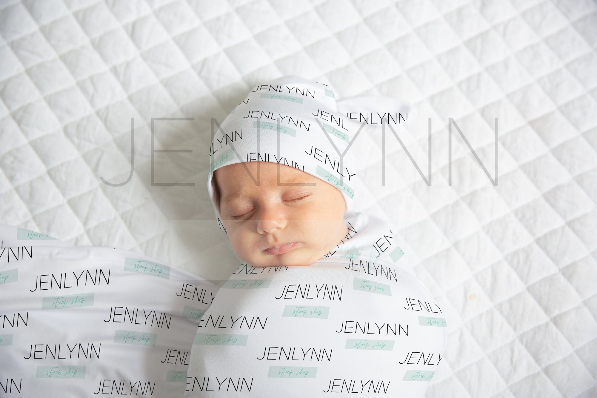 Stretch Jersey Blanket with Knotted Hat on Baby Mockup #BJ05 PSD