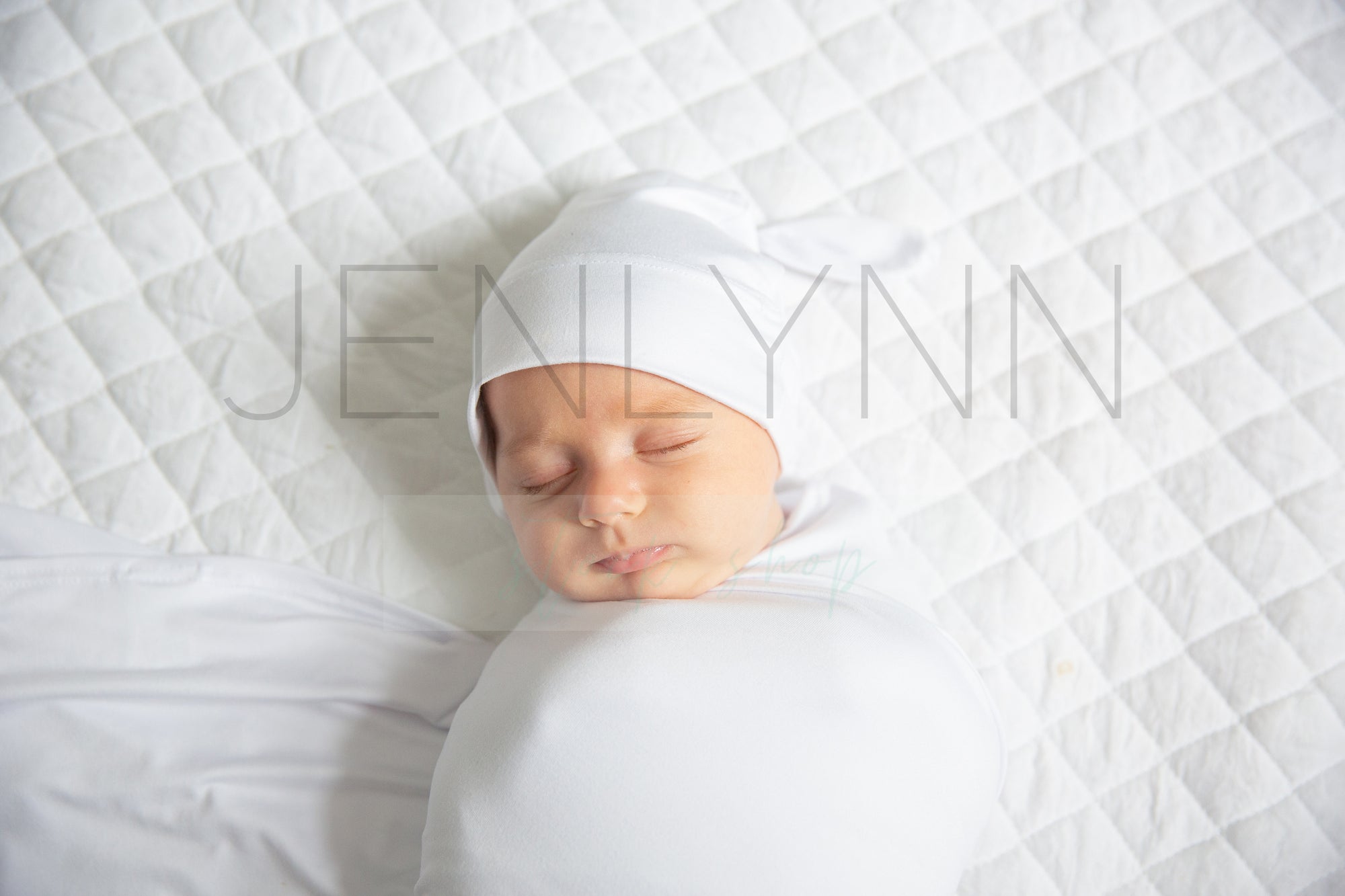 Stretch Jersey Blanket with Knotted Hat on Baby Mockup #BJ05 PSD