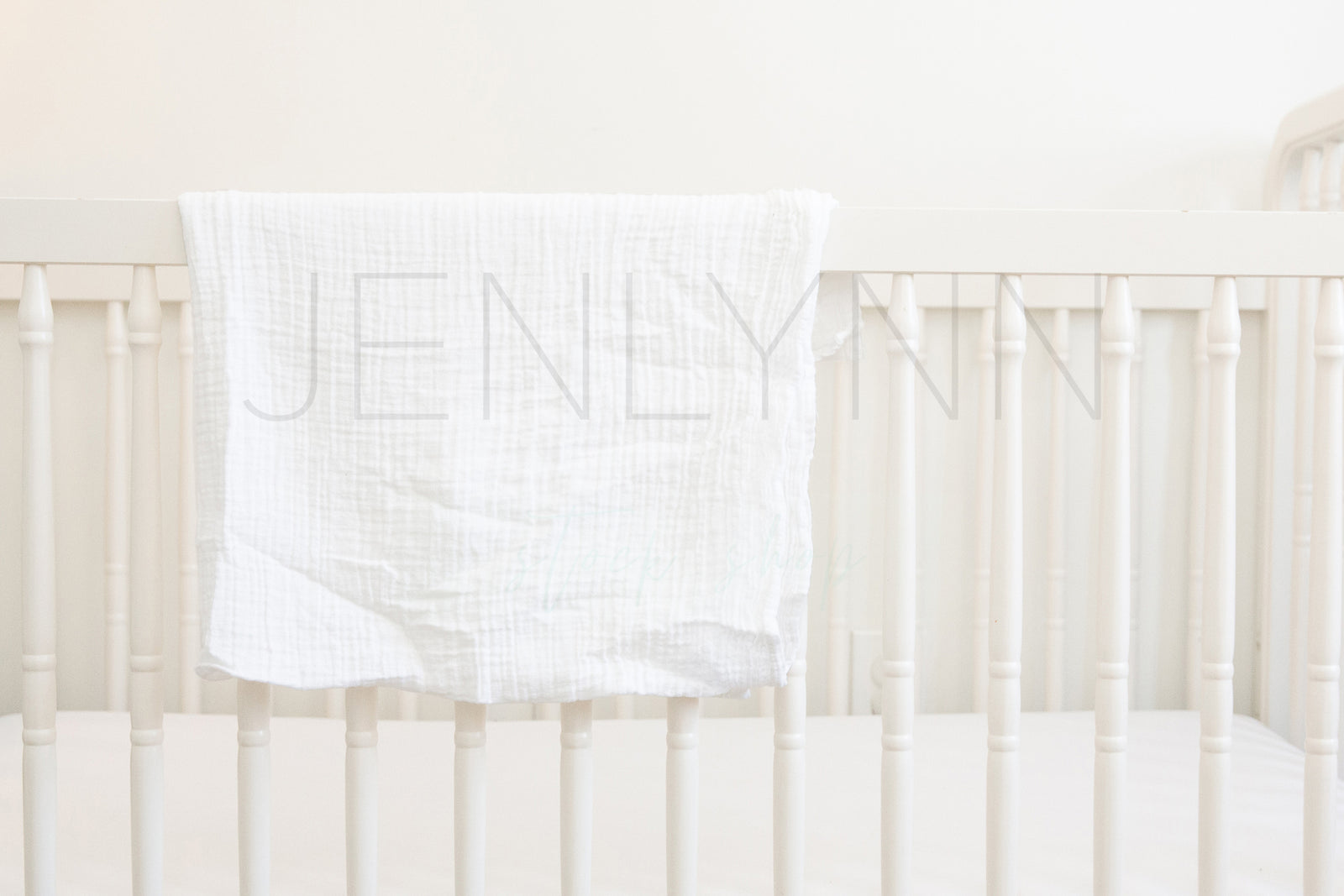 Muslin Swaddle Baby Blanket and Crib Sheet Mockup #BH44