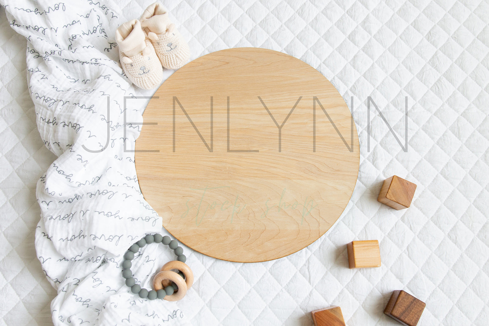 14" Gender Neutral Round Wooden Disc Name sign #2 PSD