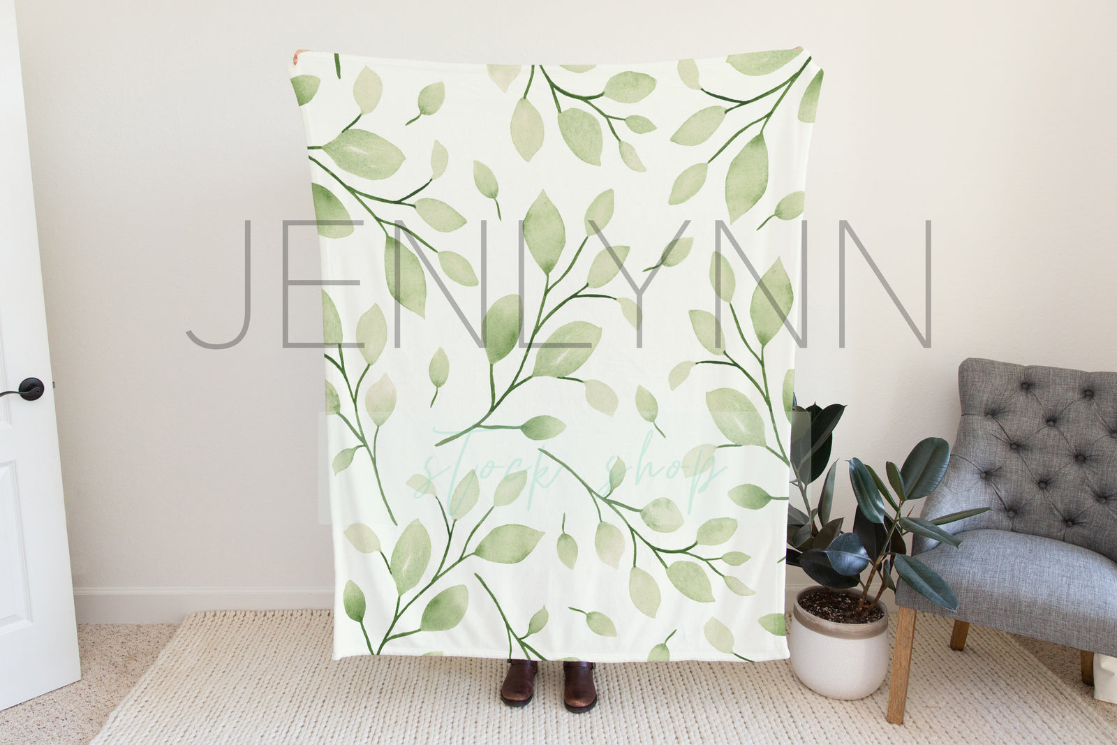 Woman Holding 50x60 Minky Blanket Mockup  #6 PSD