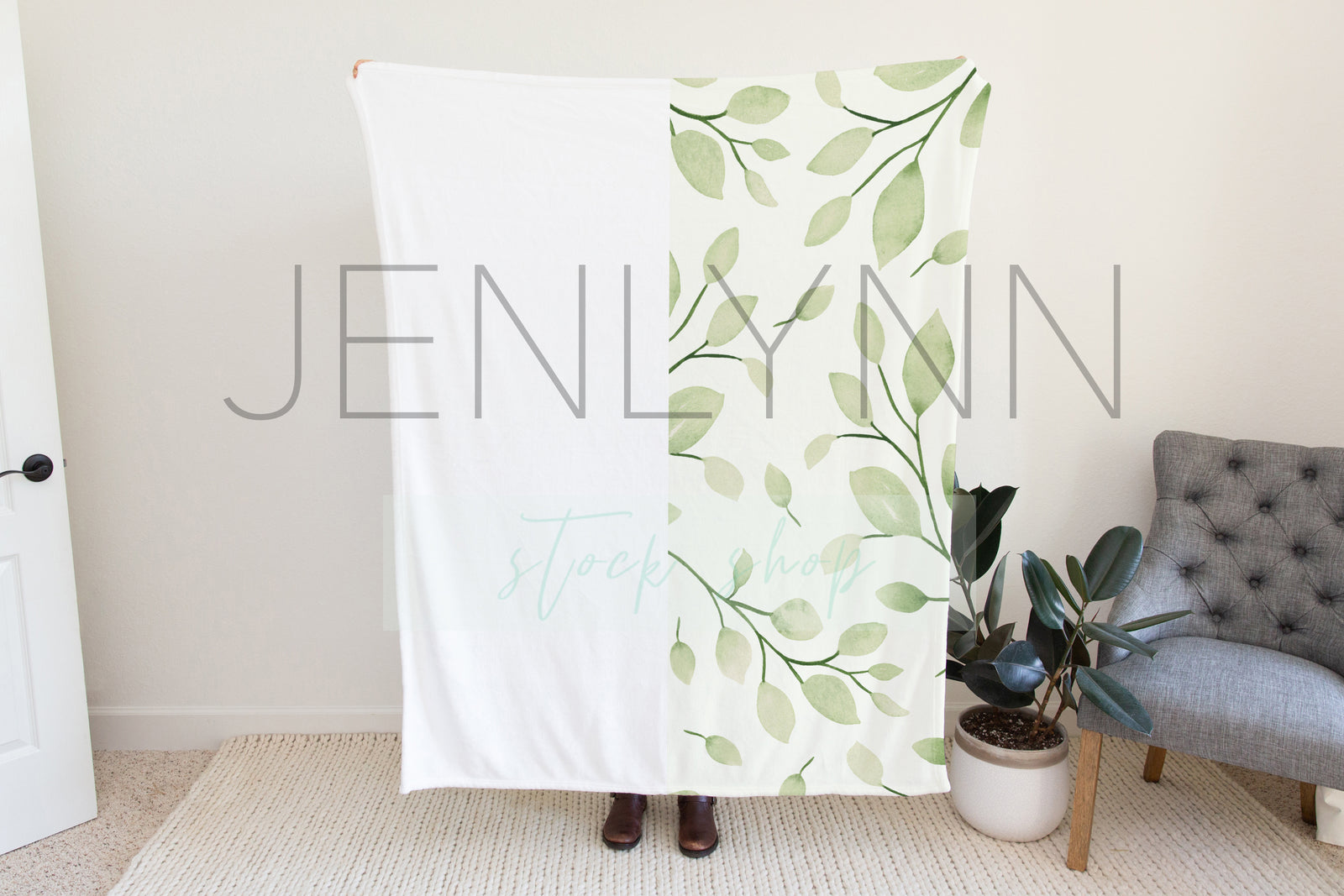 Woman Holding 50x60 Minky Blanket Mockup  #6 PSD