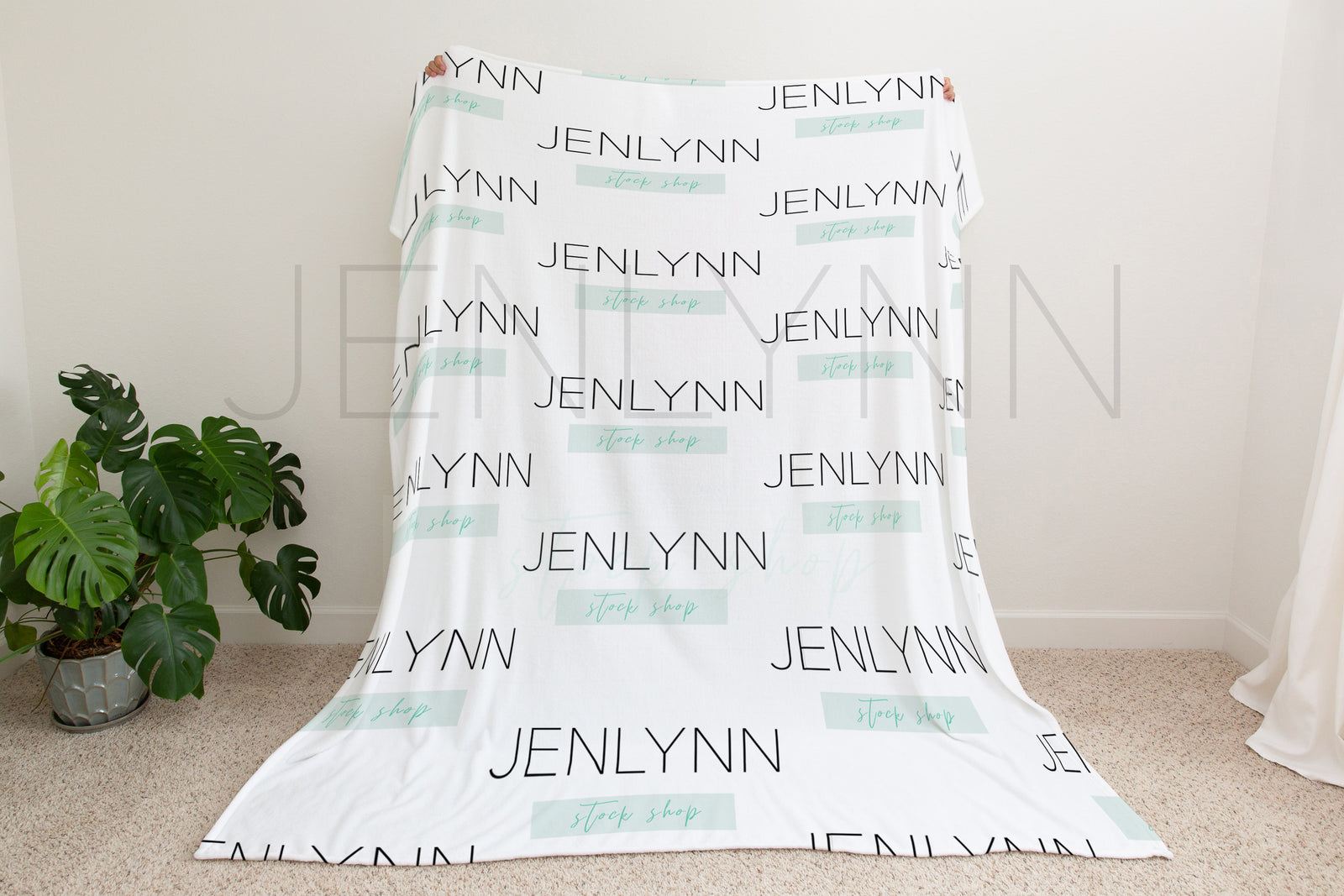 Man Holding 60x80 Minky Blanket Mockup #1 PSD