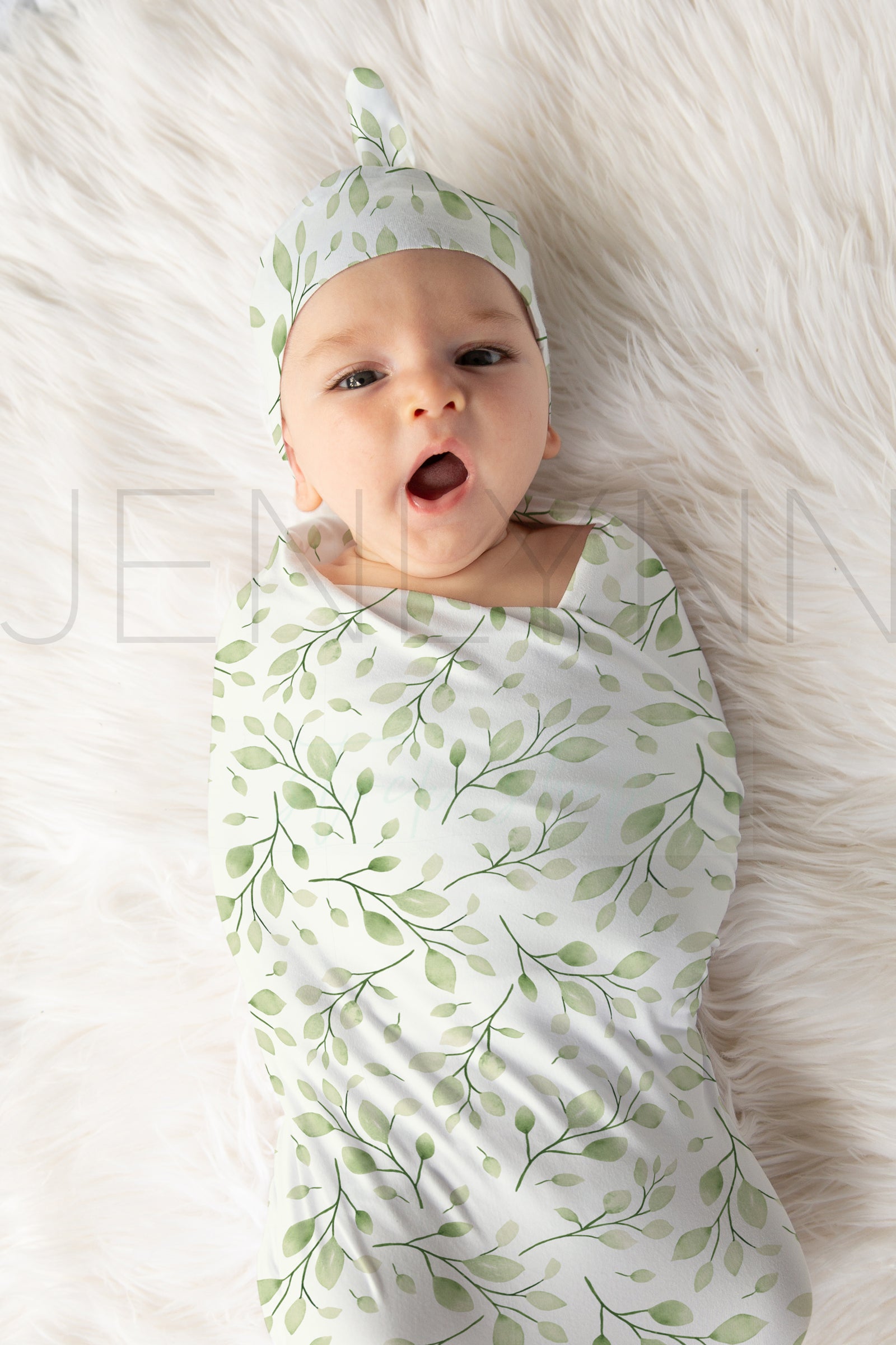 Stretch Jersey Blanket with knotted hat on baby Mockup #BB11 PSD