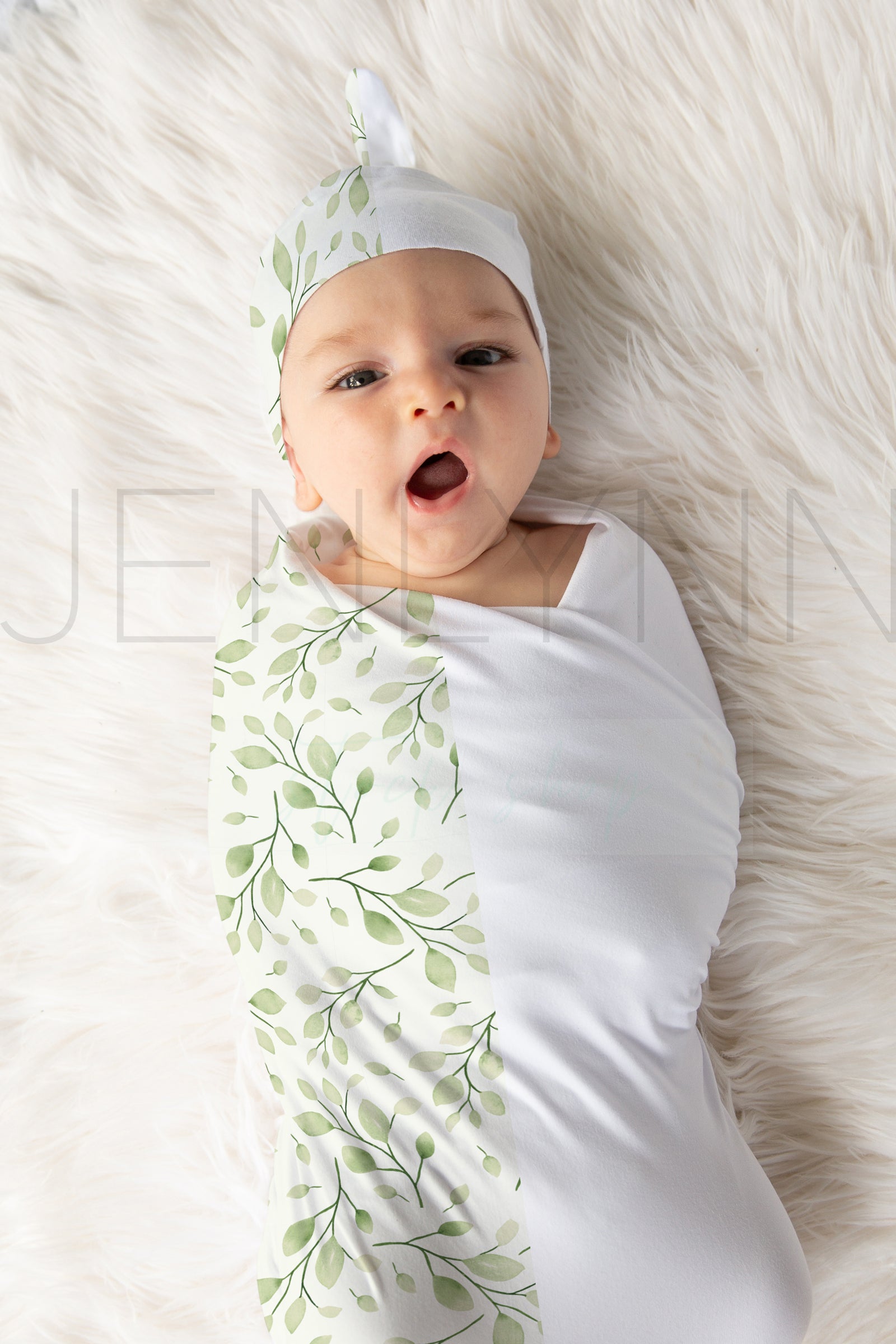Stretch Jersey Blanket with knotted hat on baby Mockup #BB11 PSD