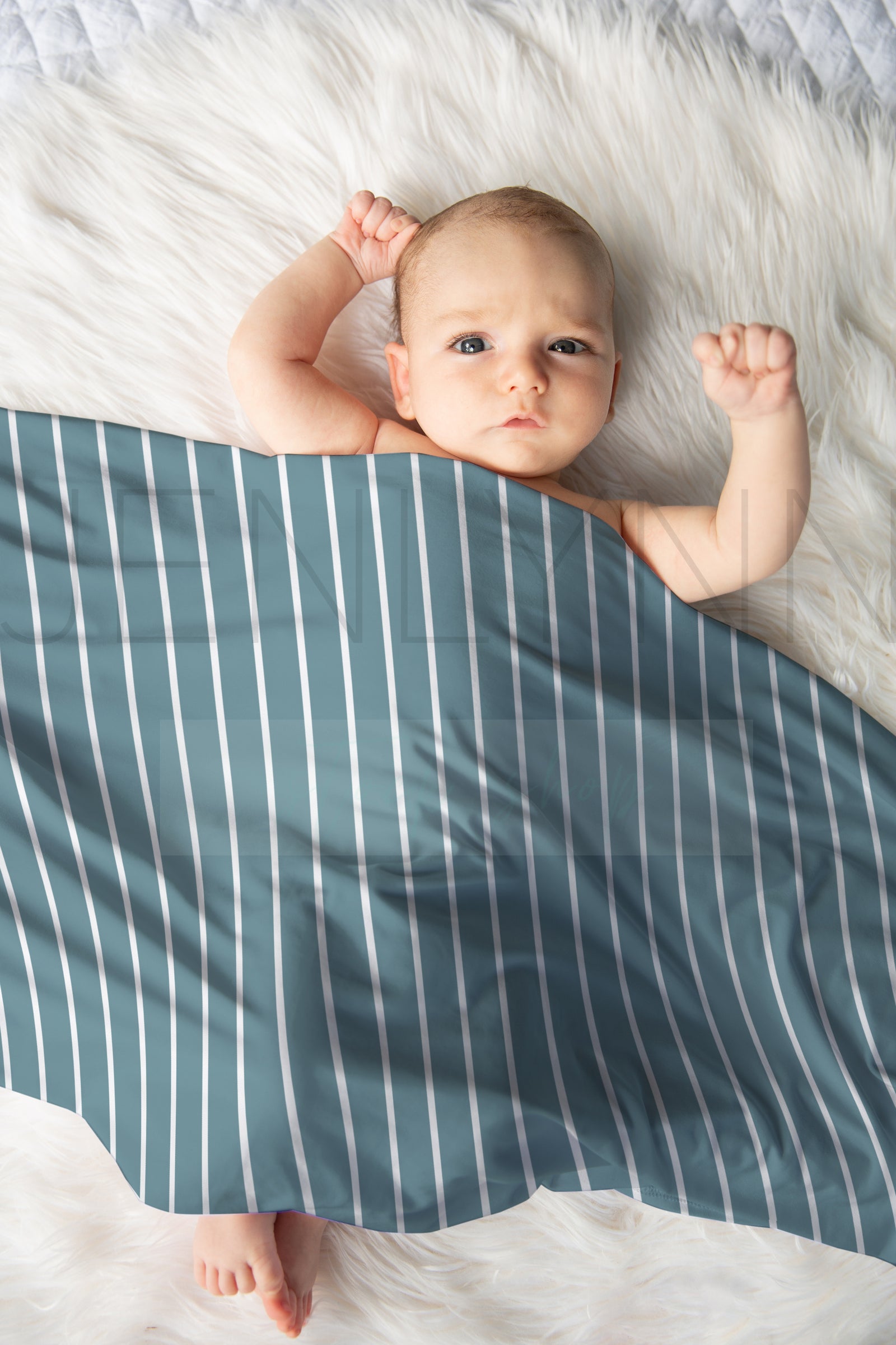 Stretch Jersey Blanket on baby boy Mockup #BB12 PSD