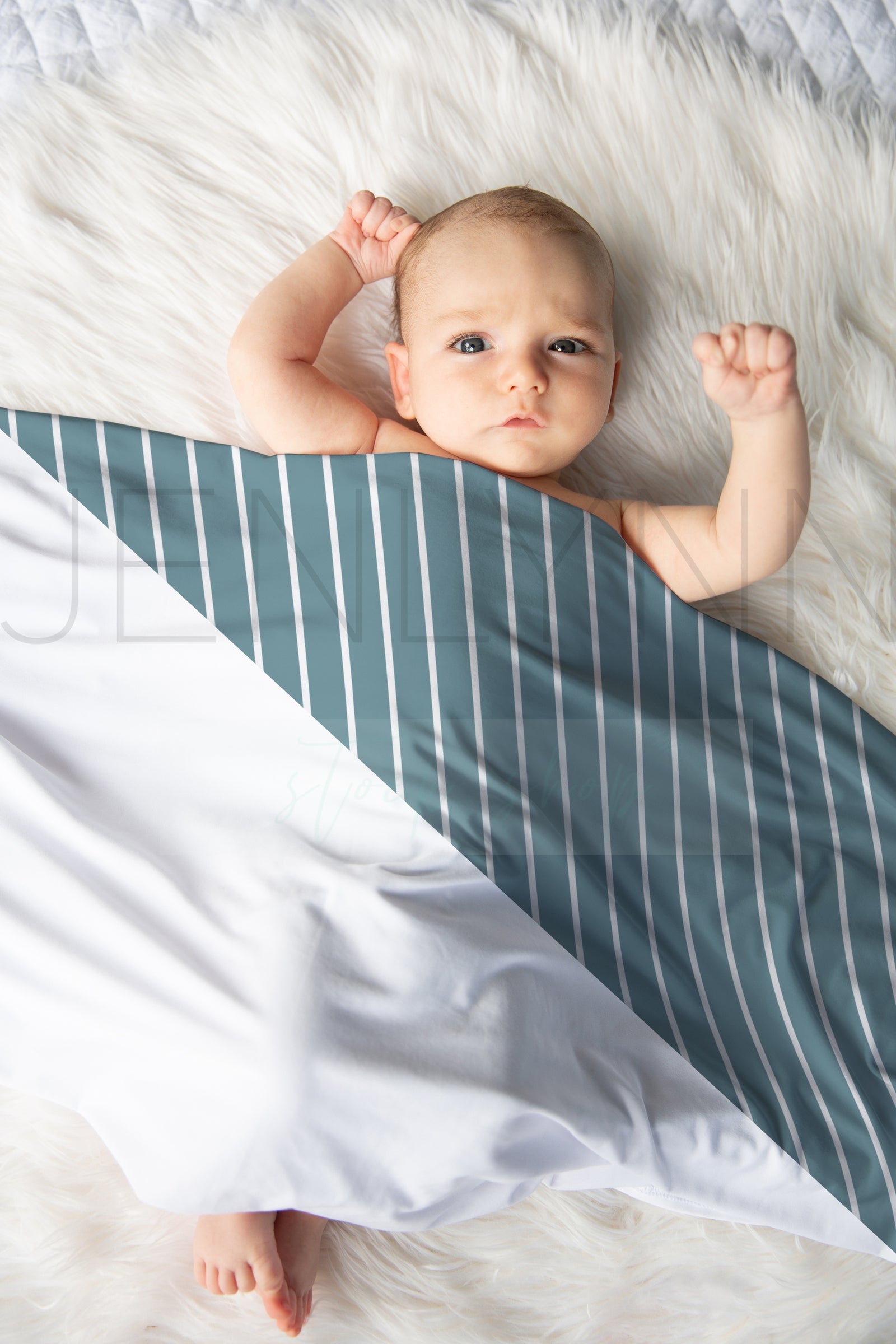 Stretch Jersey Blanket on baby boy Mockup #BB12 PSD