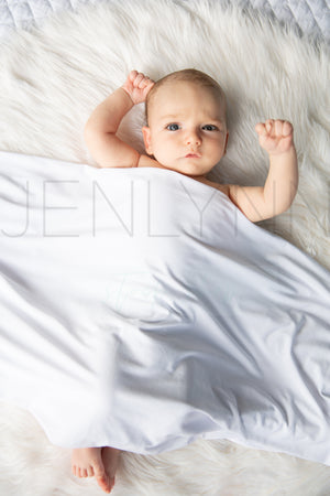 Stretch Jersey Blanket on baby boy Mockup #BB12 PSD