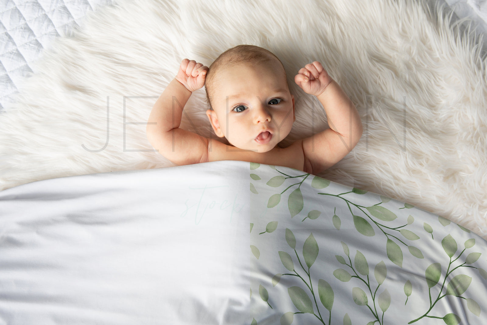 Stretch Jersey Blanket on baby boy Mockup #BB13 PSD