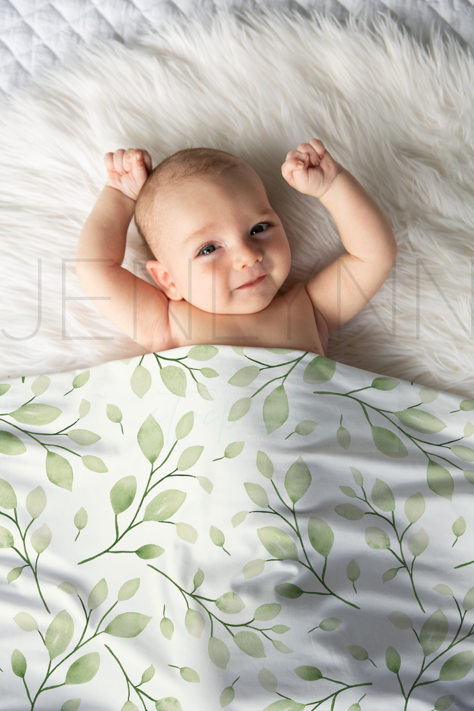 Stretch Jersey Blanket on baby boy Mockup #BB17 PSD