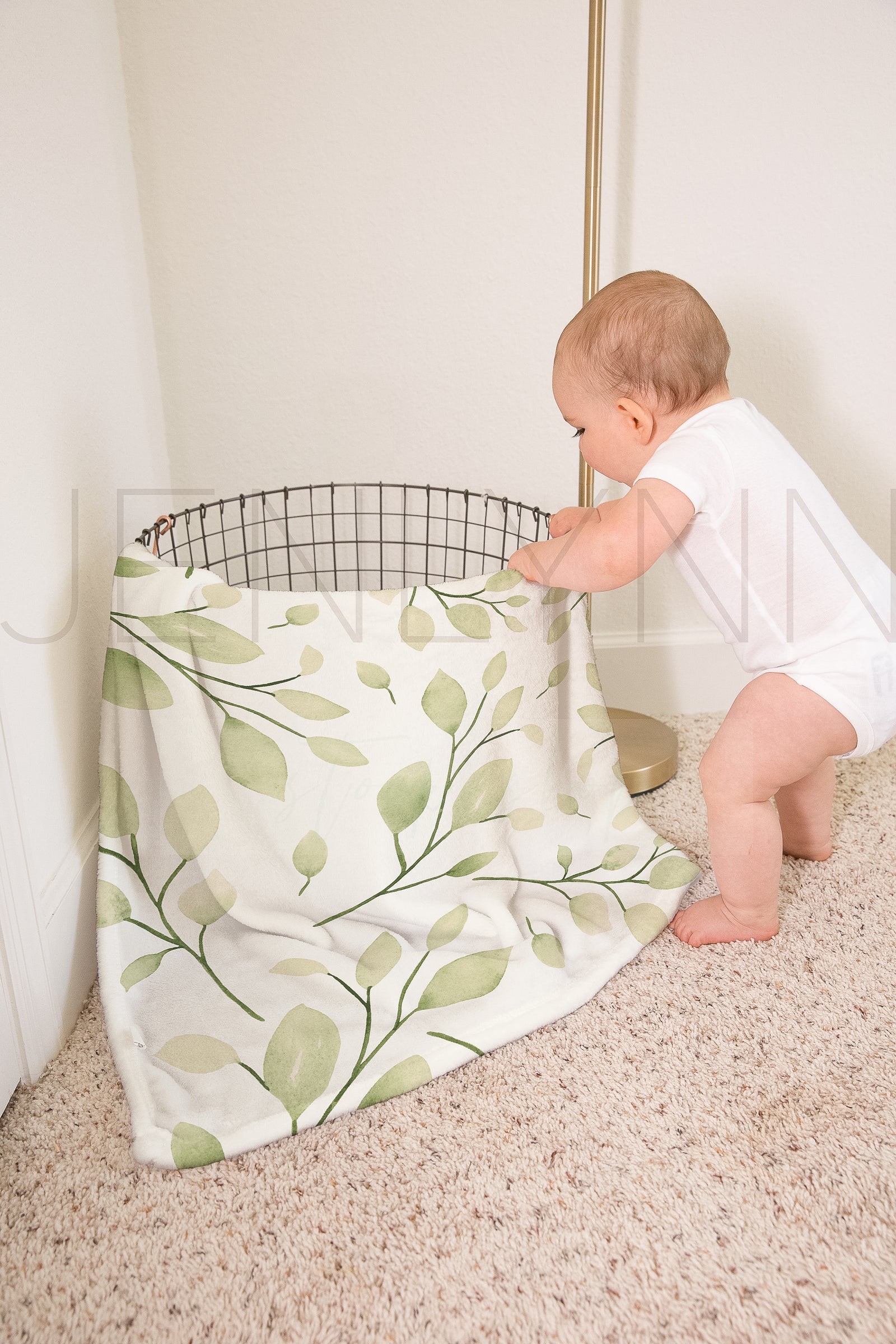 Minky Blanket in Basket with Baby Ben #20