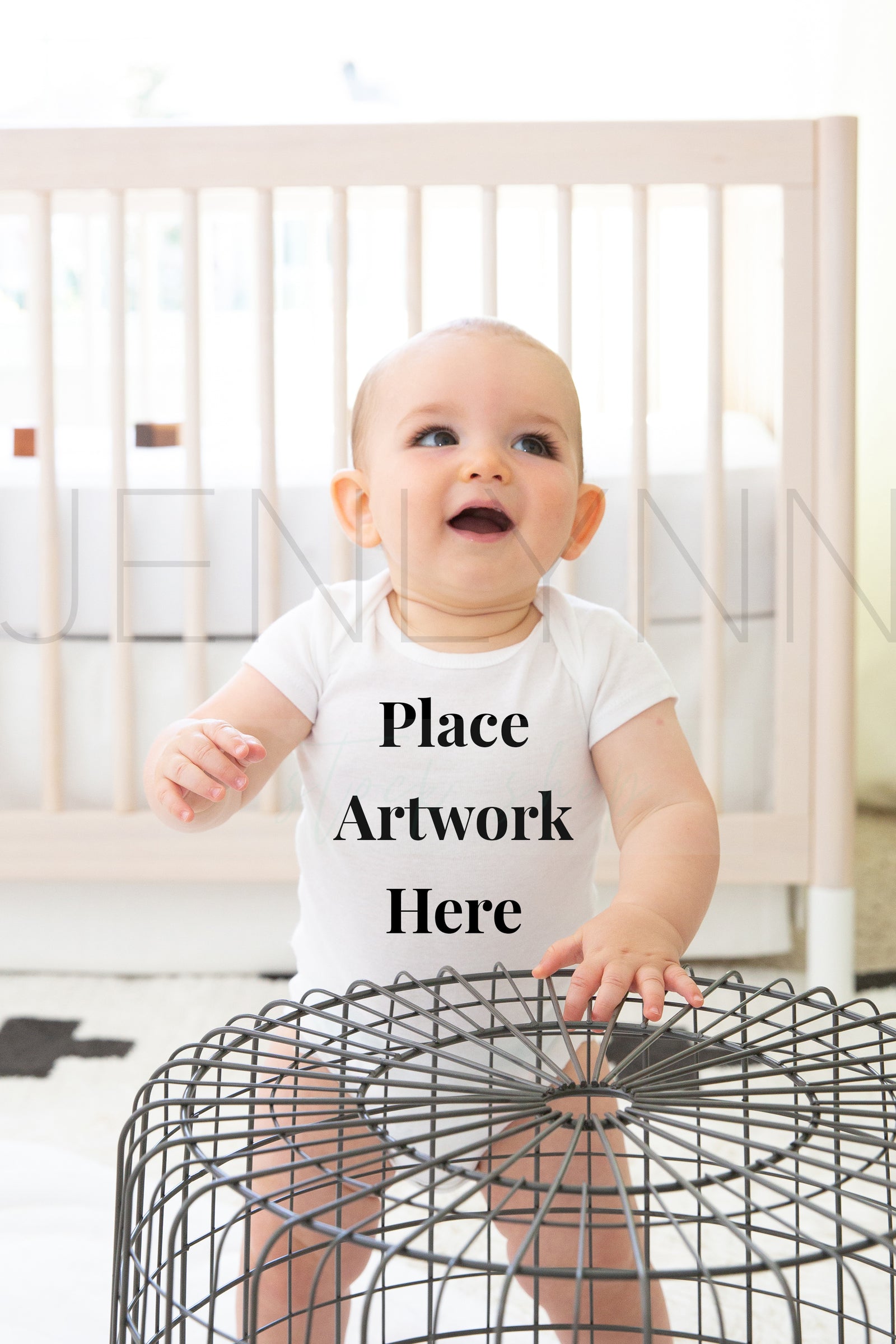 Blank White Onesie Mockup baby Ben #21 JPG