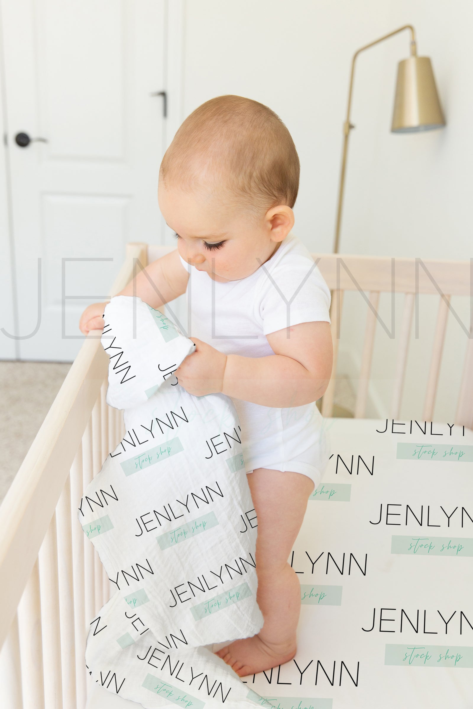 Muslin Swaddle Blanket + Crib sheet Mockup #BB32 PSD