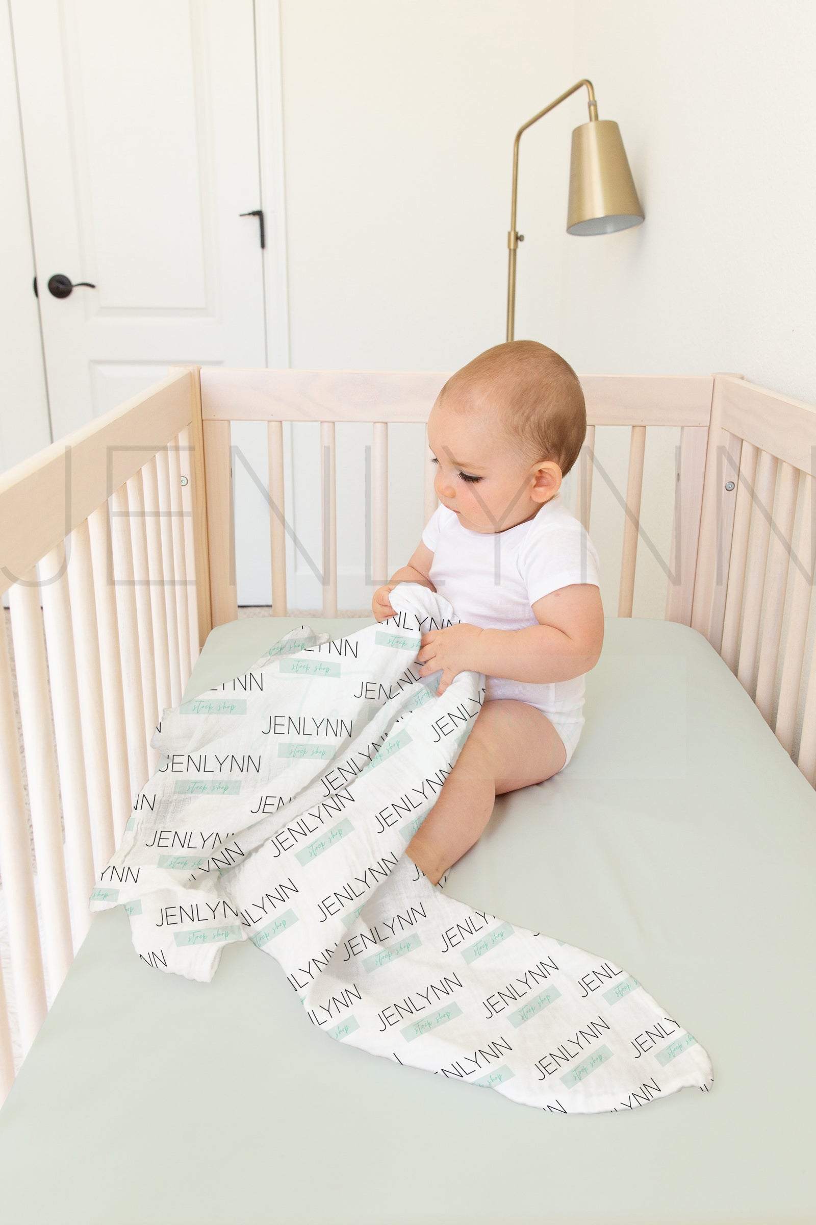 Muslin Swaddle Blanket + Crib sheet Mockup #BB33 PSD