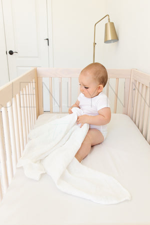 Muslin Swaddle Blanket + Crib sheet Mockup #BB33 PSD