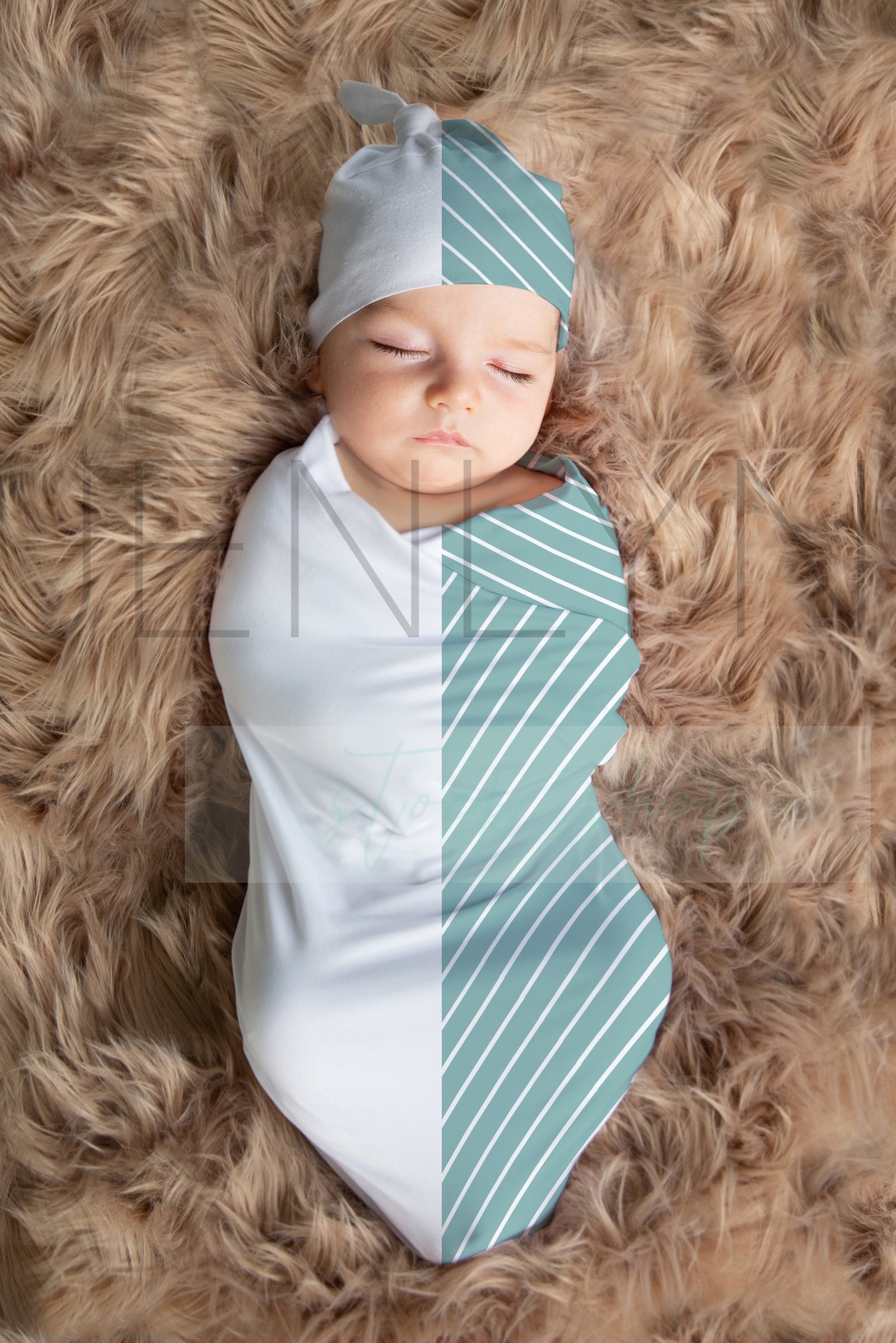 Stretch Jersey Blanket on baby boy Mockup #BB1 PSD