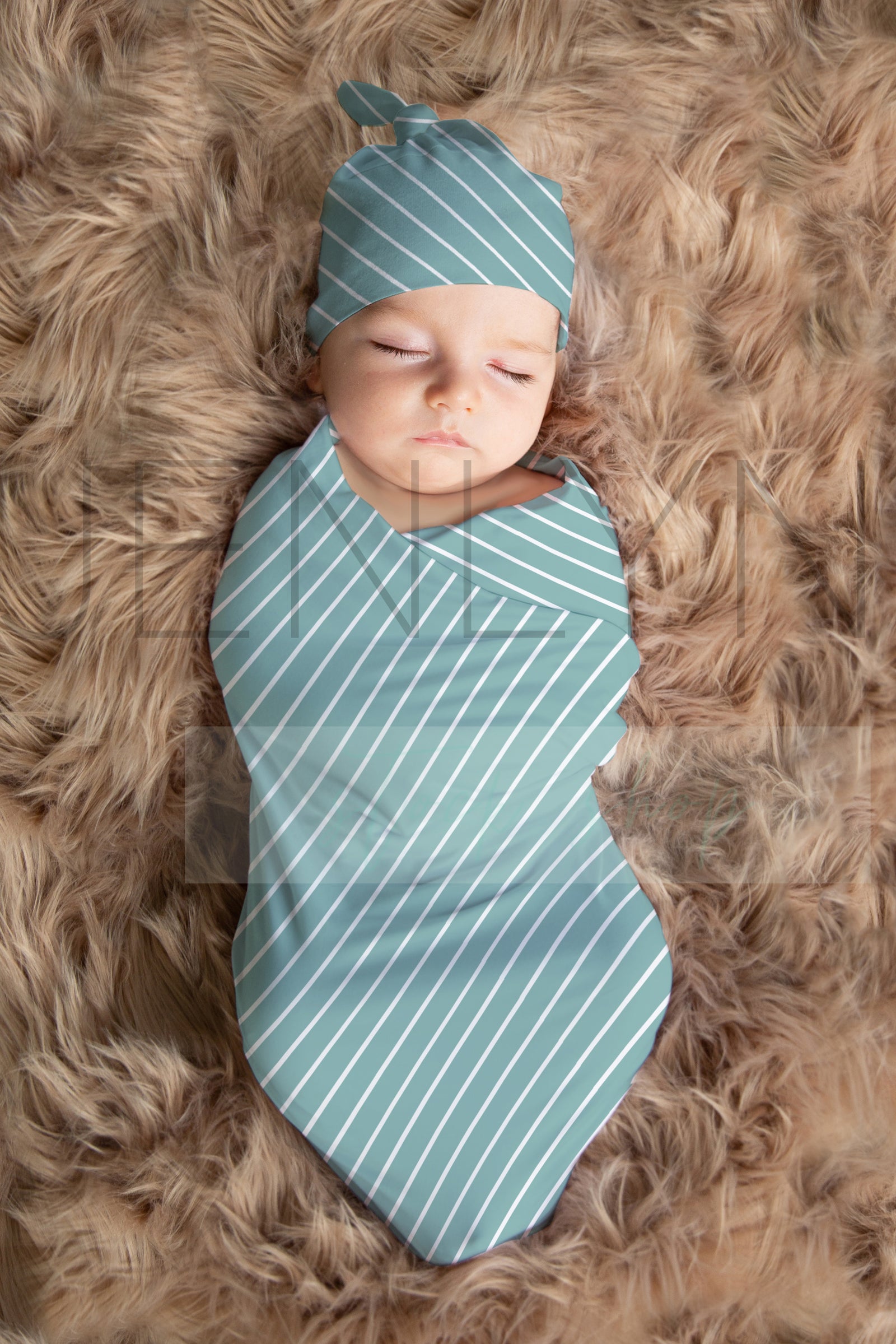 Stretch Jersey Blanket on baby boy Mockup #BB1 PSD