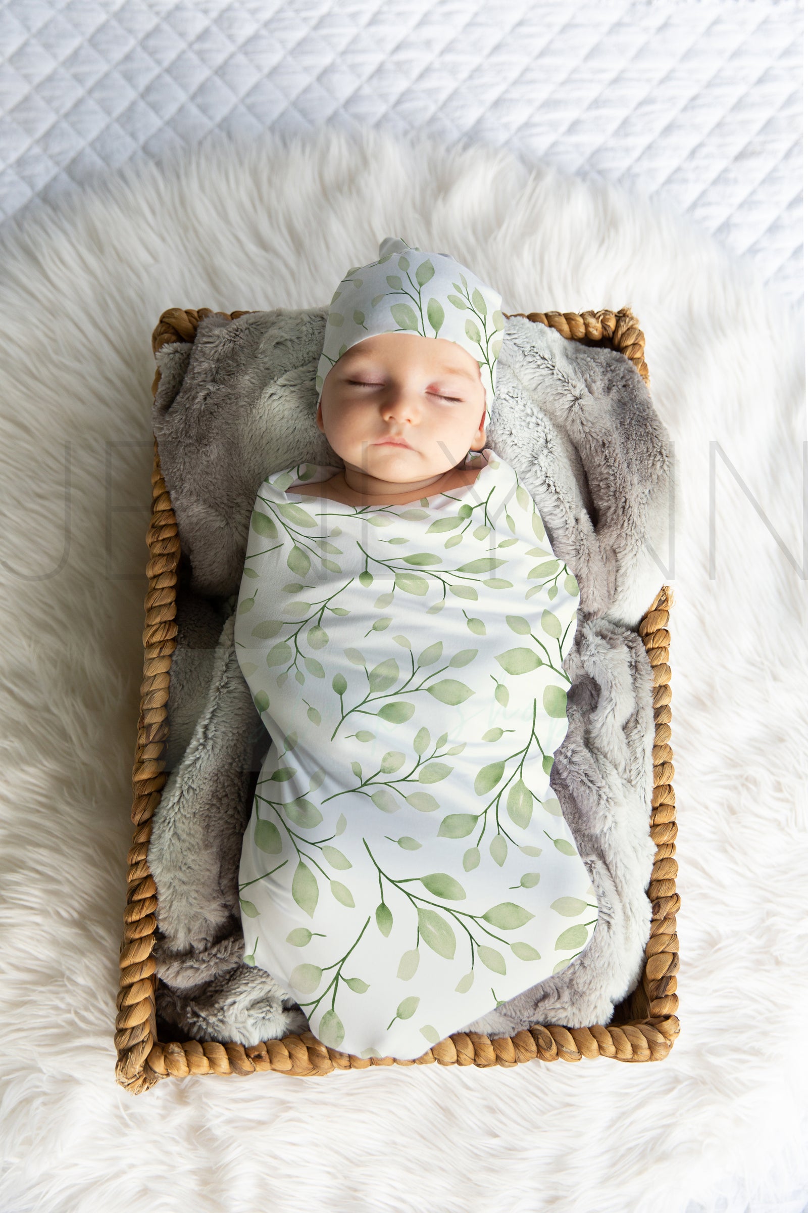 Stretch Jersey Blanket with knotted hat on baby Mockup #BB4 PSD