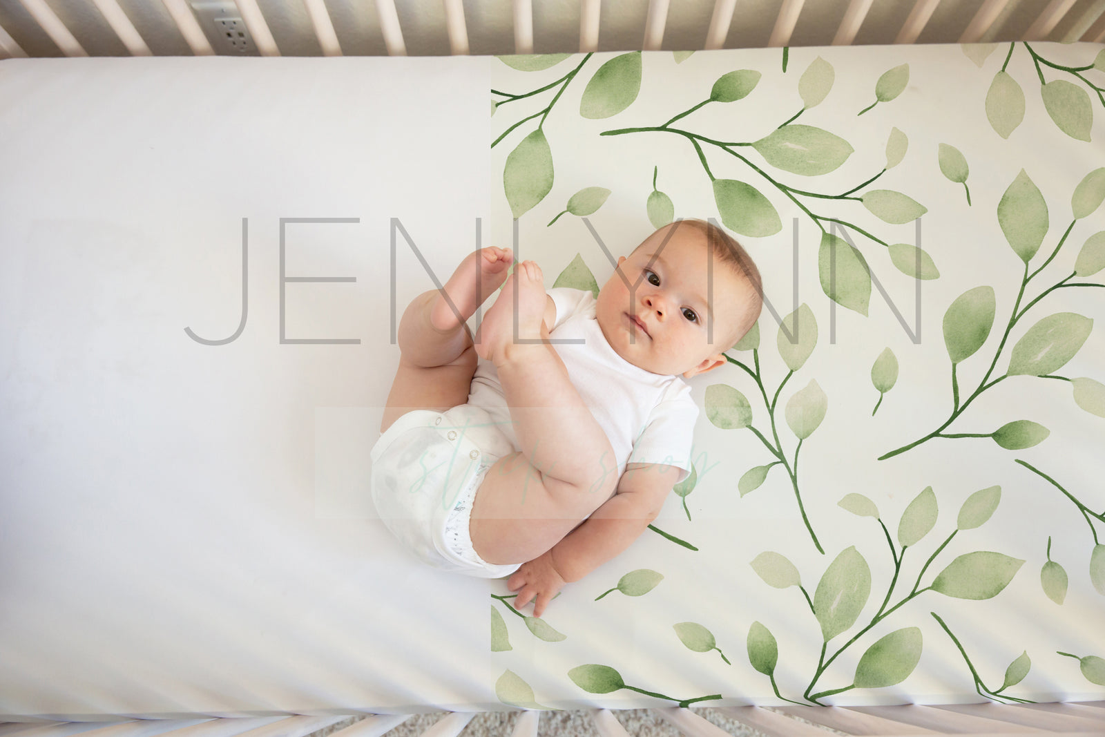 Baby Boy Crib Sheet Mockup #17