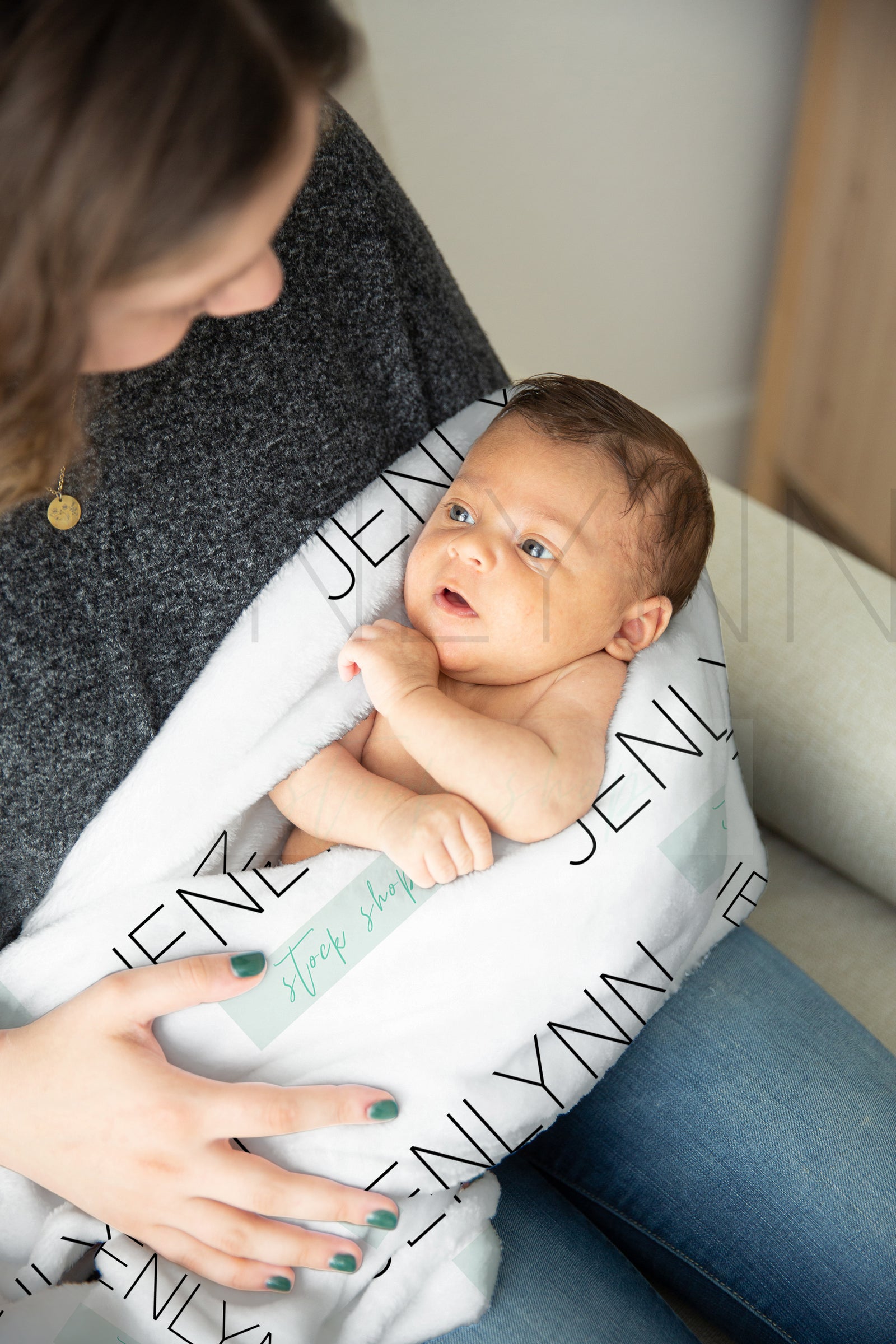 Minky Blanket Mockup with Baby #BL01