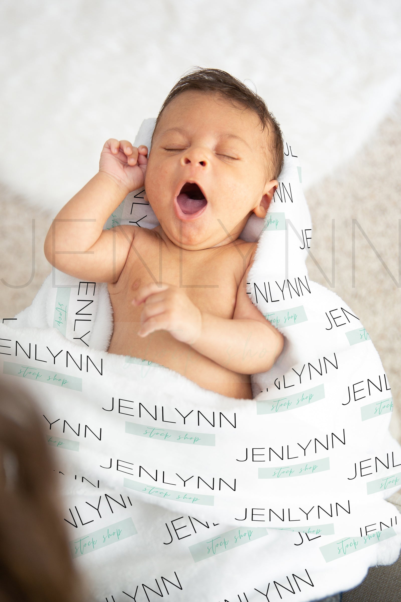 Minky Blanket Mockup with Baby #BL04