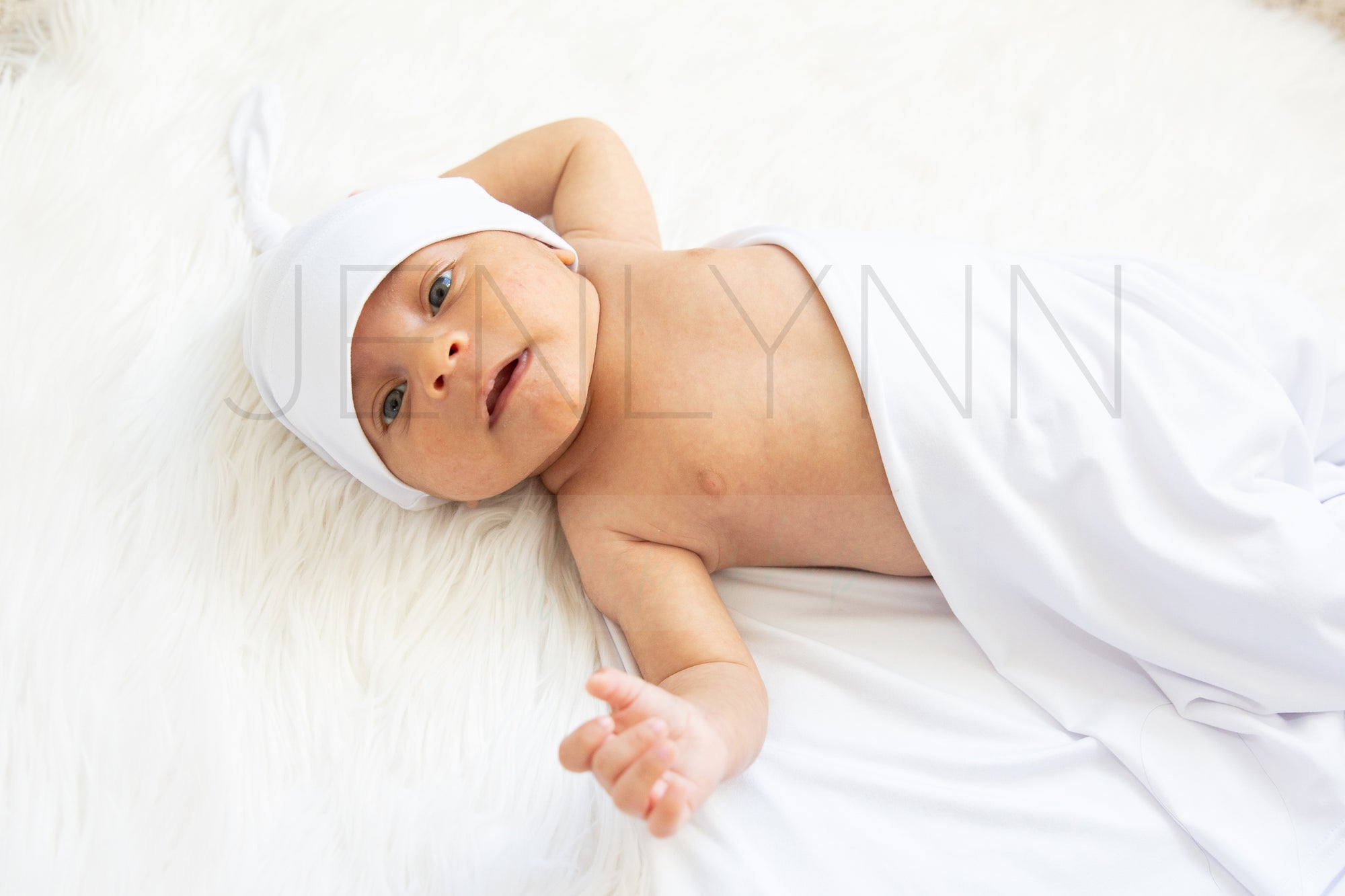 Stretch Jersey Blanket with knotted hat on baby Mockup #BL10 PSD