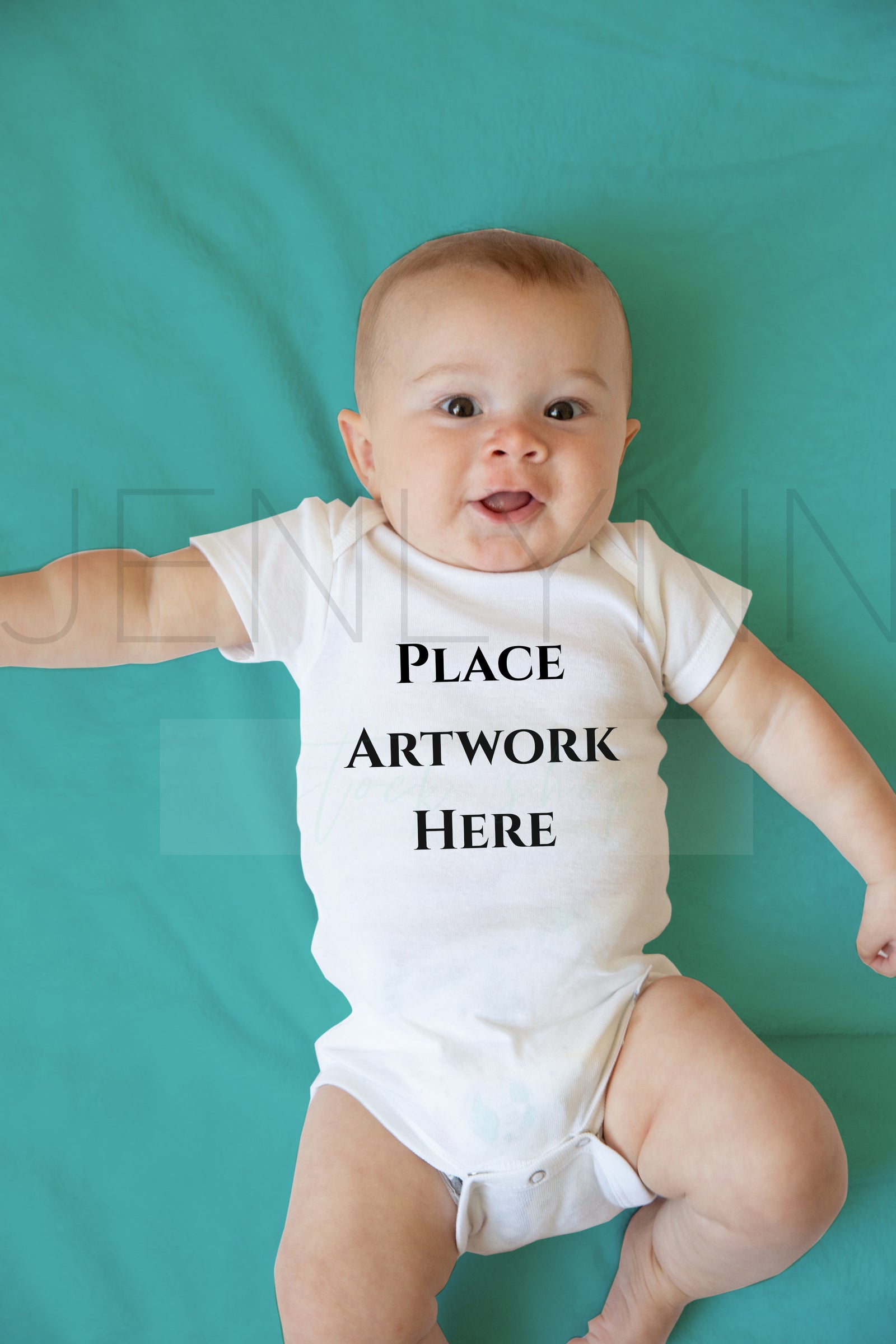 Blank White Onesie + Minky Blanket Mockup baby boy #14 PSD