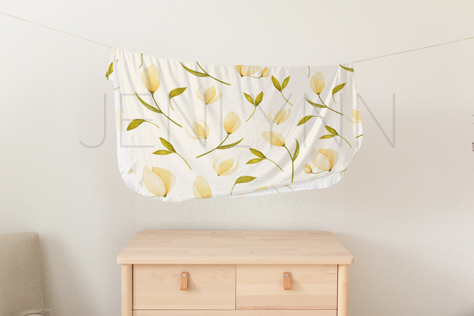 Hanging Stretch Jersey Baby Blanket Mockup #1