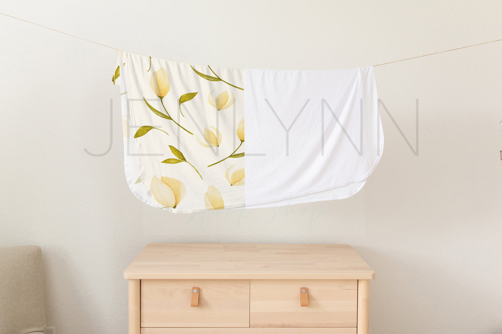 Hanging Stretch Jersey Baby Blanket Mockup #1