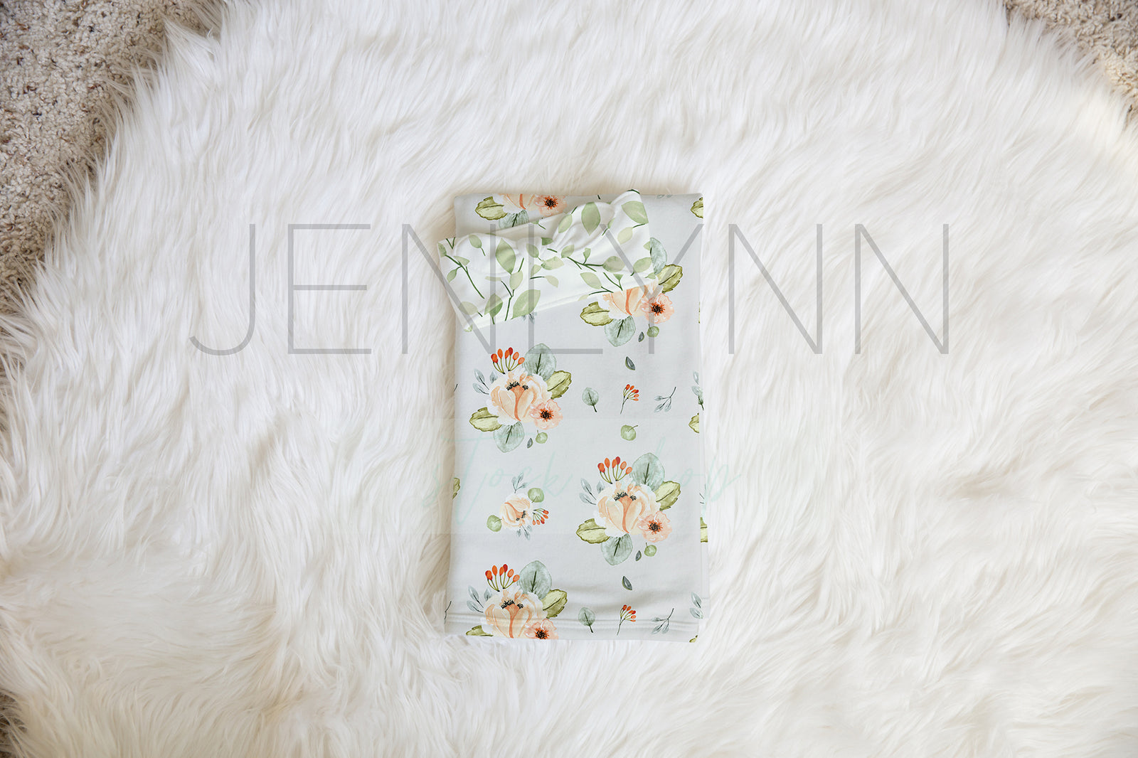 Jersey Swaddle Blanket and Knotted Baby Bow Mockup PSD #1