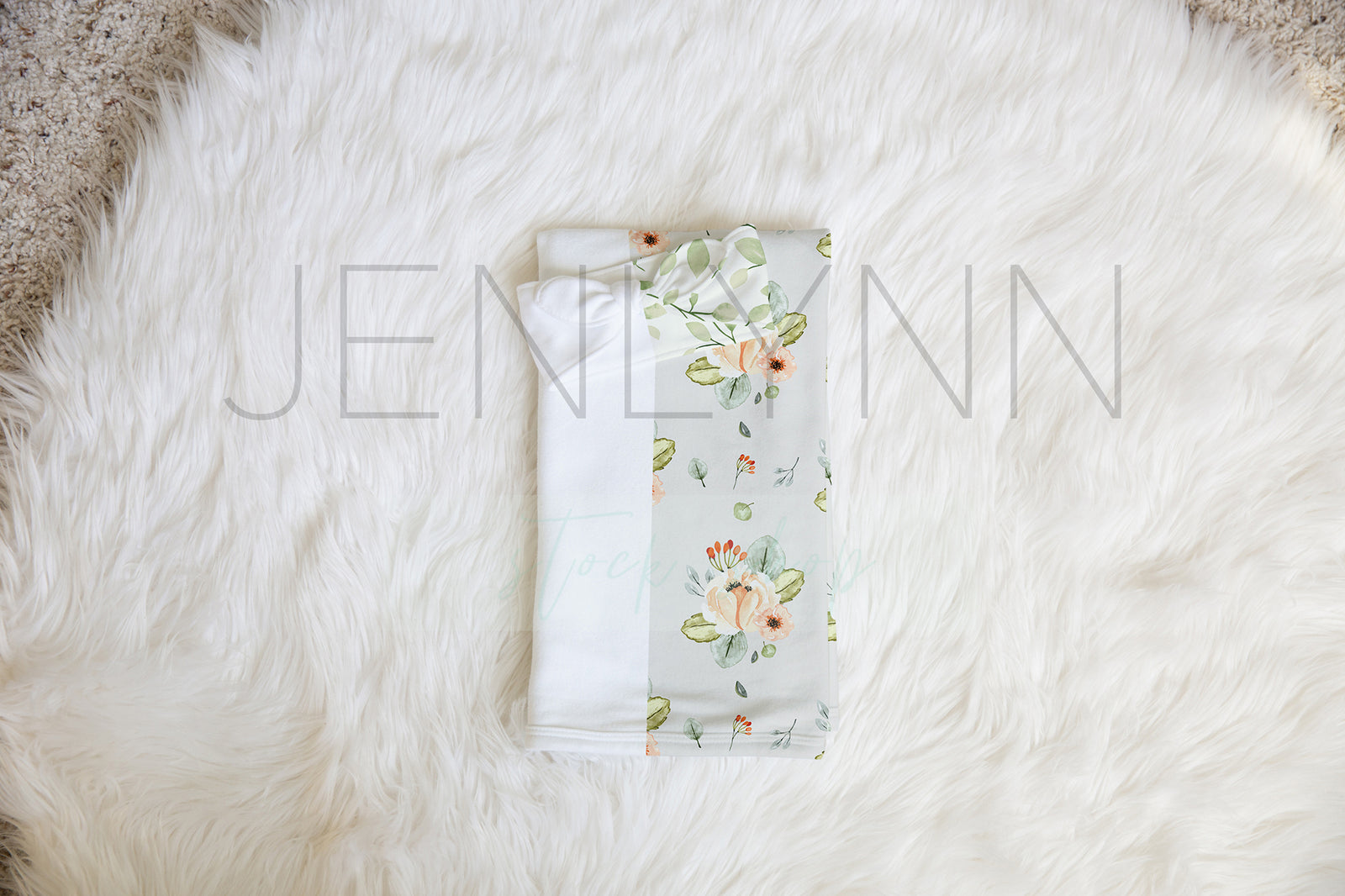 Jersey Swaddle Blanket and Knotted Baby Bow Mockup PSD #1