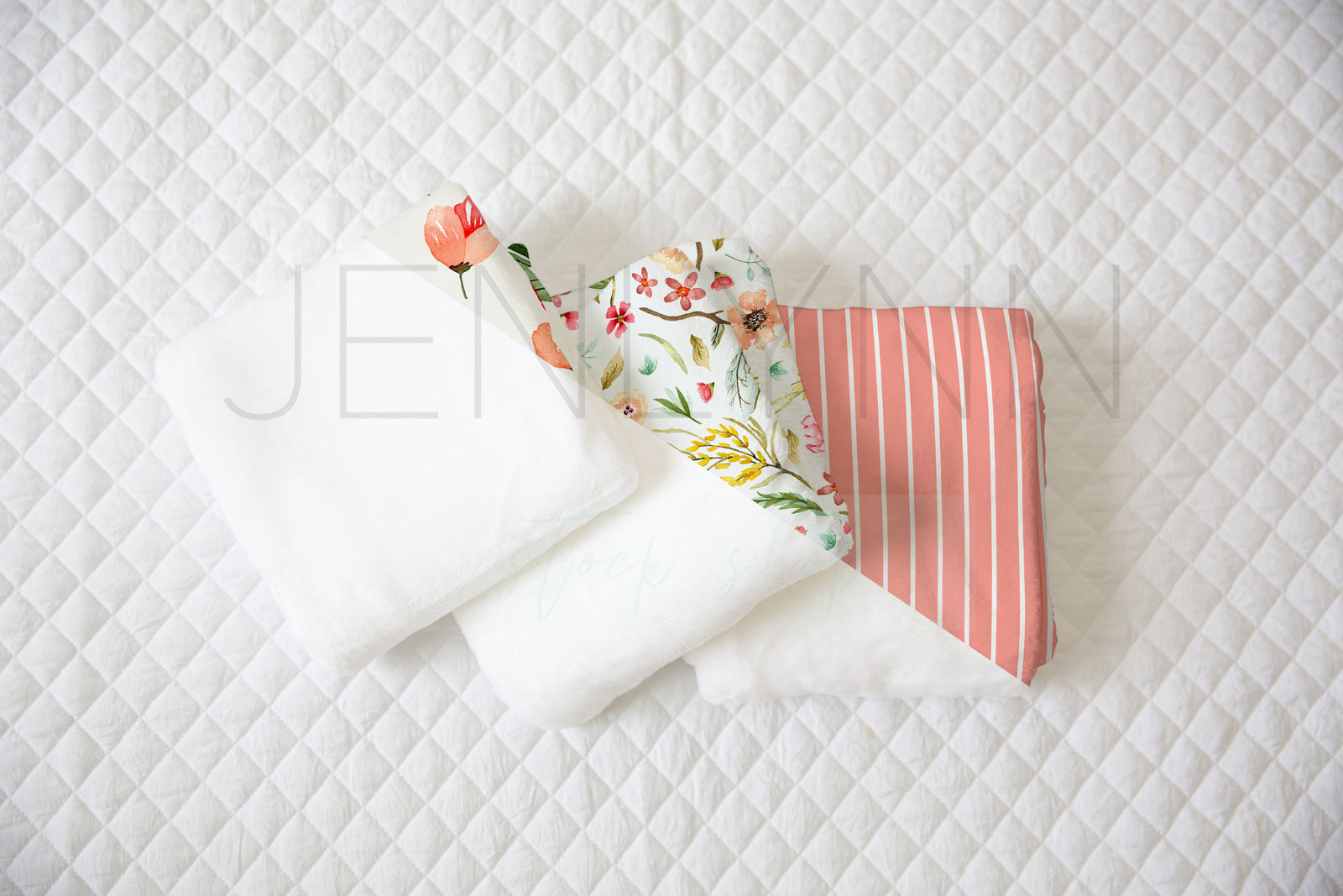 Set of 3 Minky Baby Blankets Mockup #7
