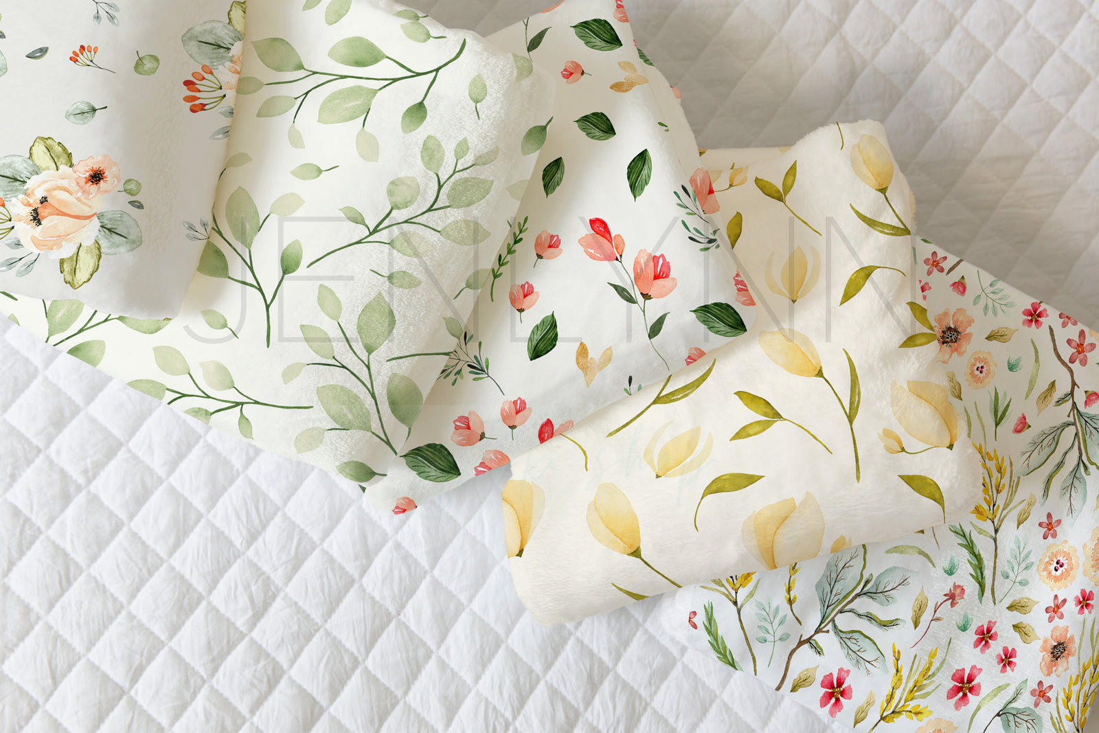 Multiple Minky Baby Blankets Mockup #9