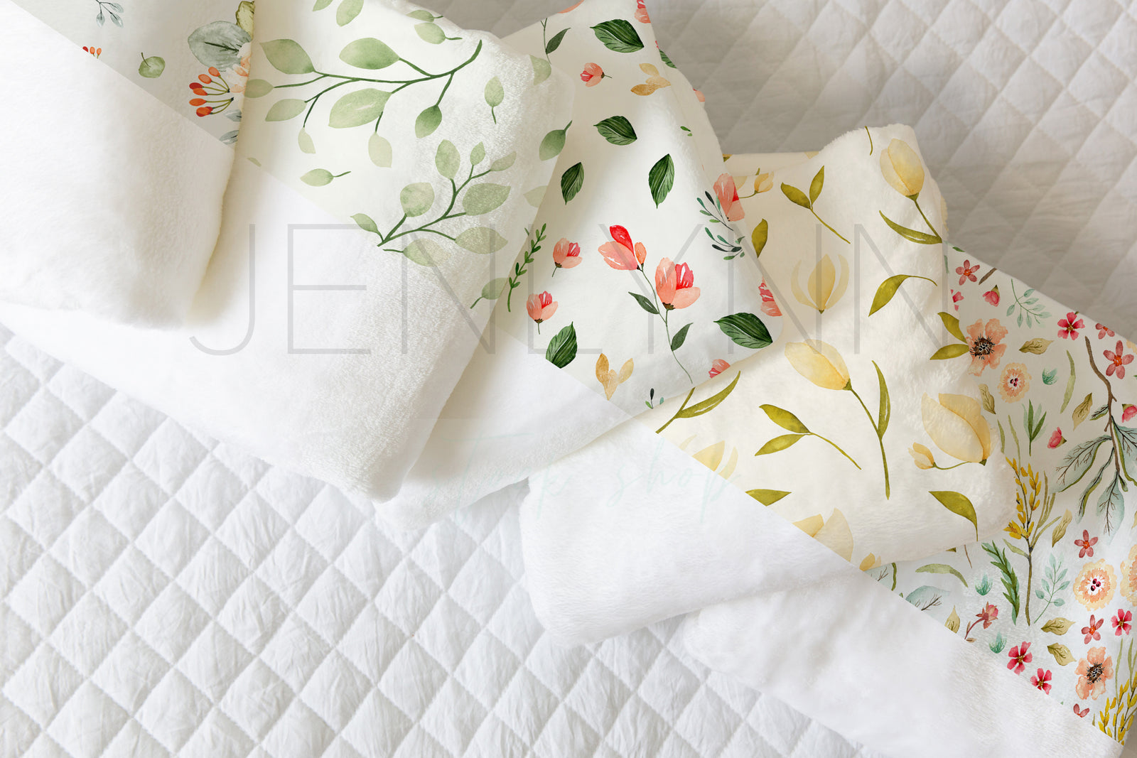 Multiple Minky Baby Blankets Mockup #9